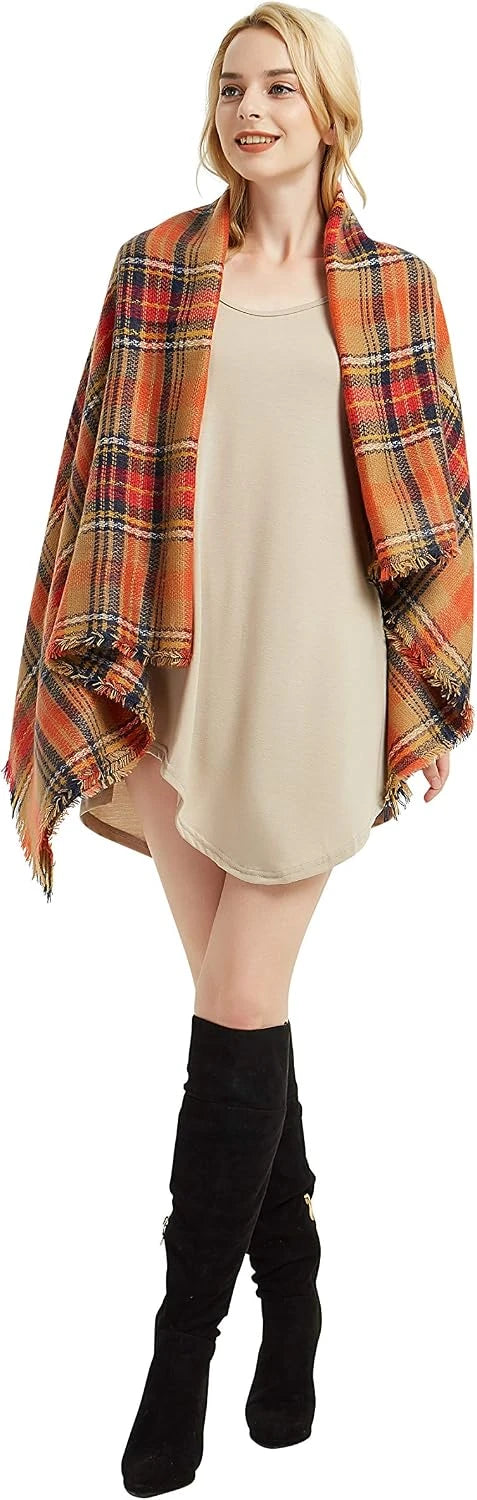 VIVIAN & VINCENT Plaid Blanket Scarf
