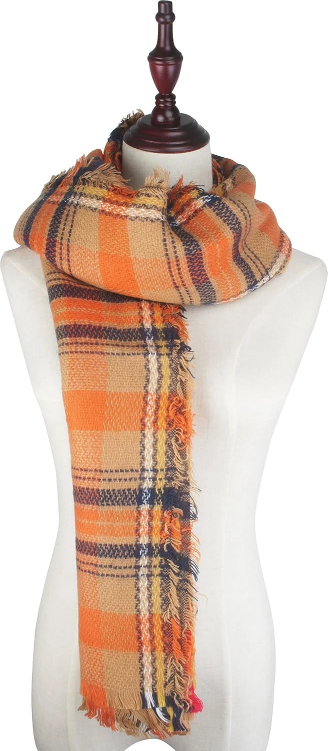 VIVIAN & VINCENT Plaid Blanket Scarf