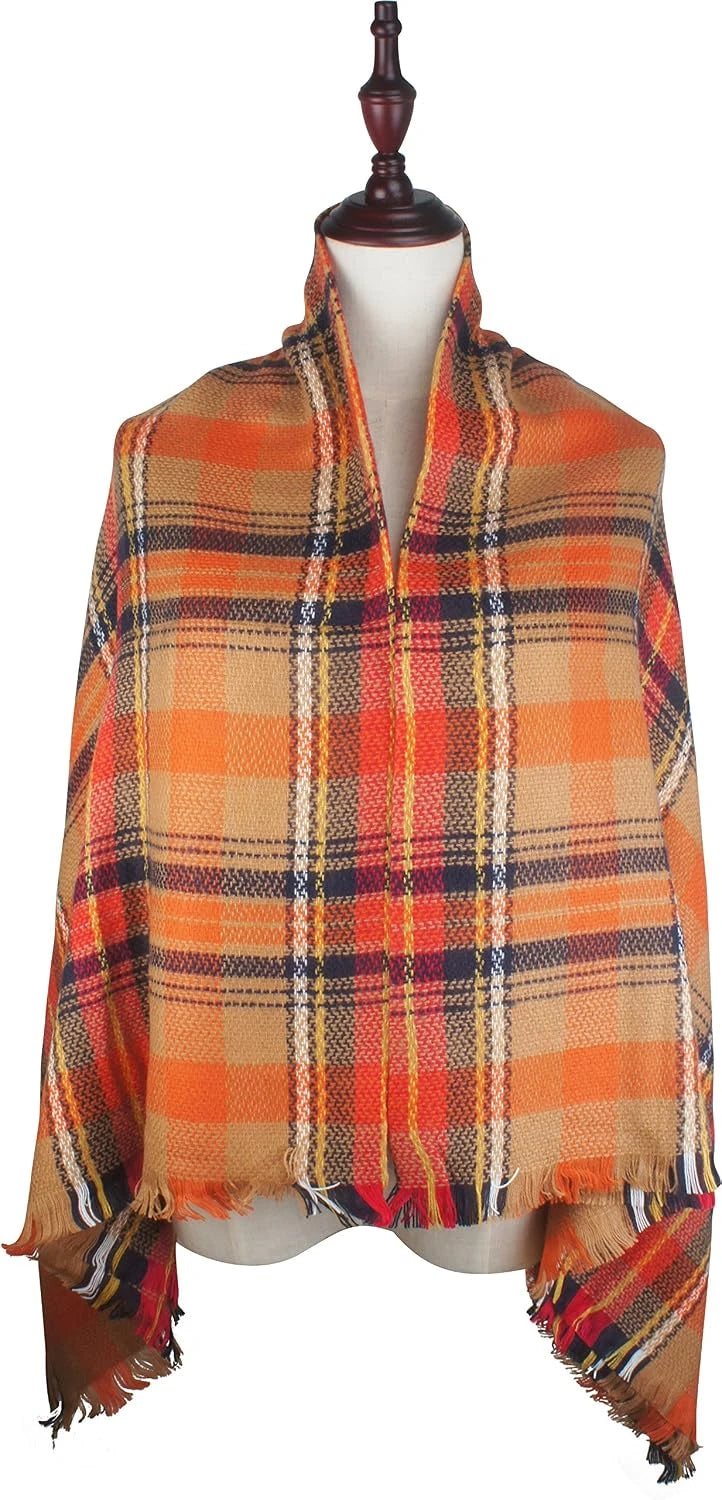 VIVIAN & VINCENT Plaid Blanket Scarf