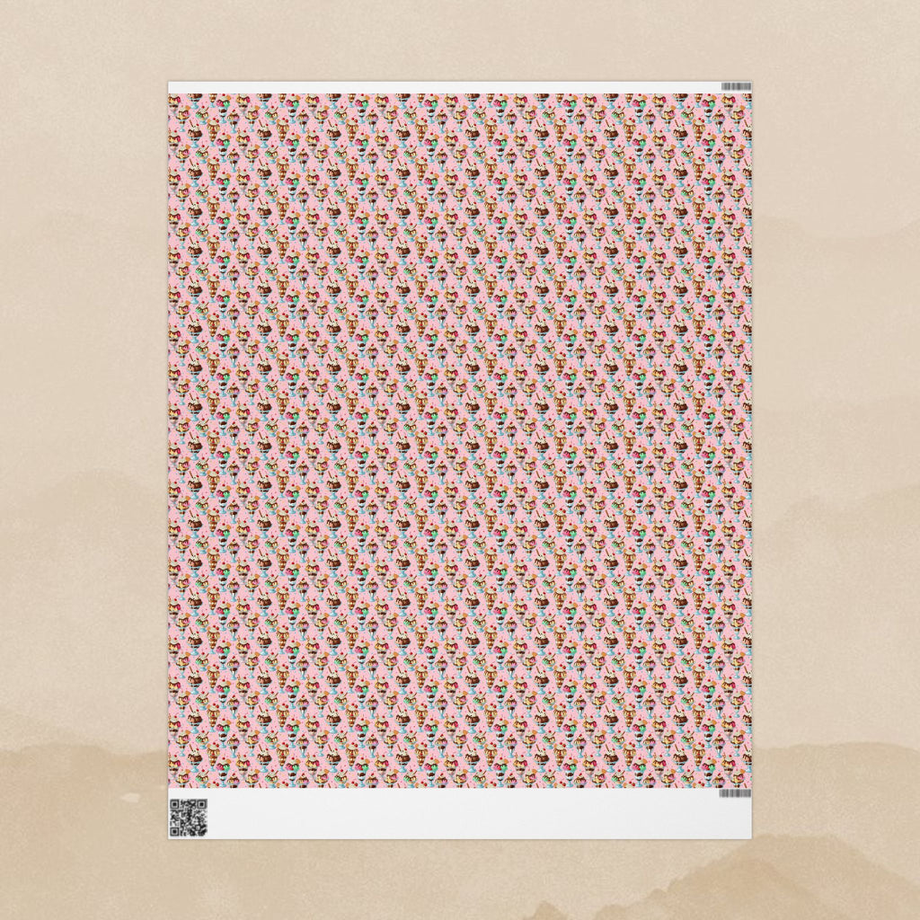 Ice Cream Cones Wrapping Paper | Dessert Pattern, Pink Ice Cream Print