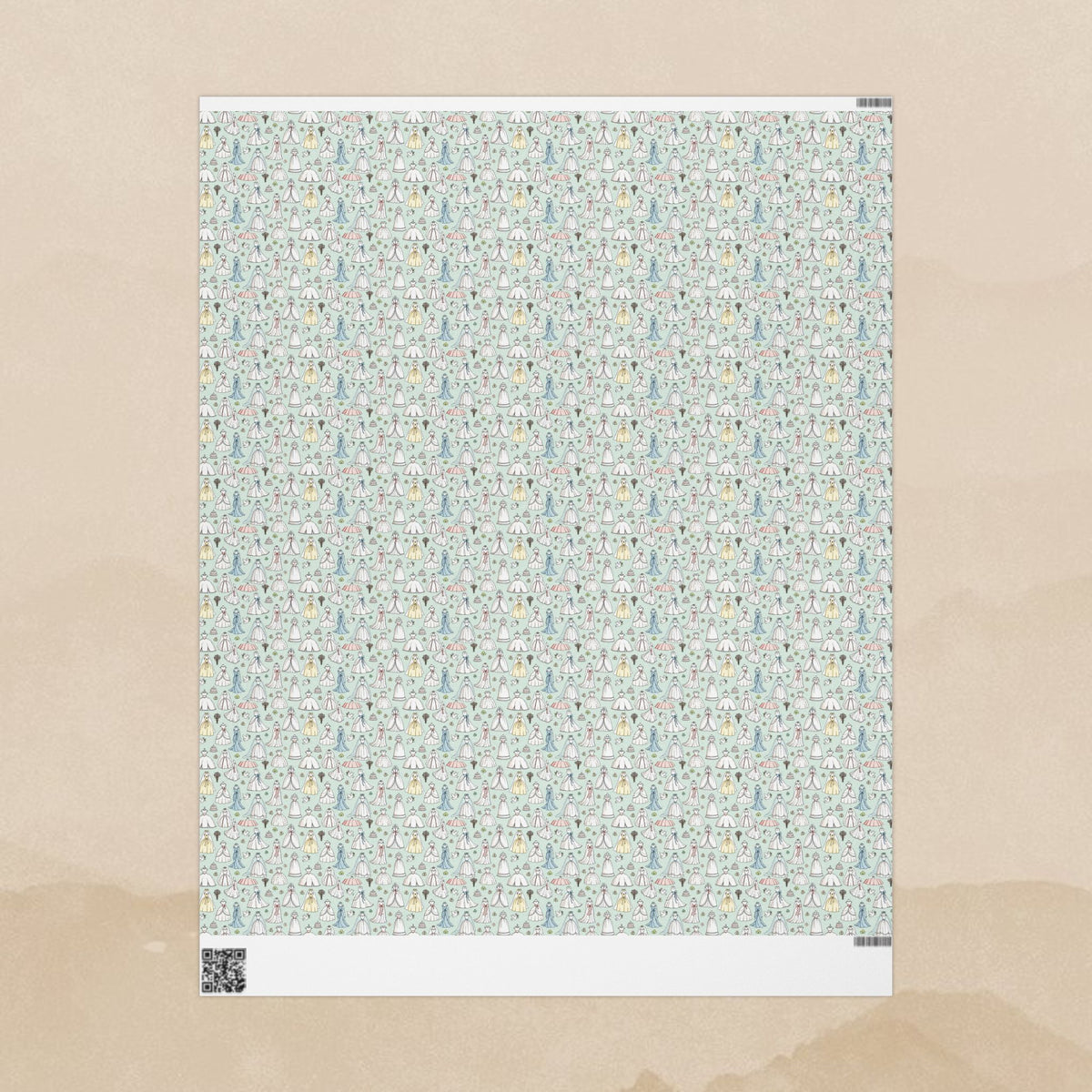 Handdrawn Bridesmaid Dresses Wrapping Paper | Wedding Shower Pattern