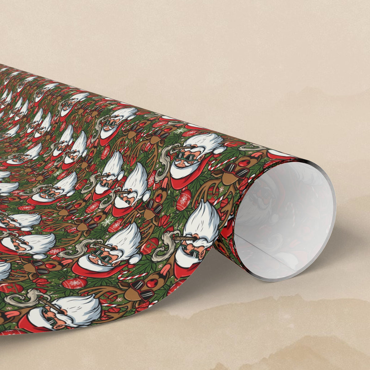 Stoner Santa Claus Pattern Wrapping Paper | Vintage Santa Holiday Wrap