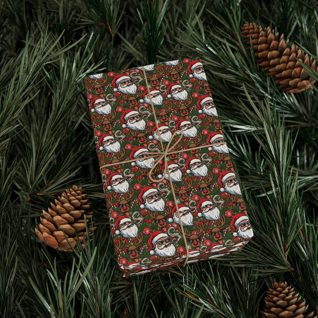 Stoner Santa Claus Pattern Wrapping Paper | Vintage Santa Holiday Wrap