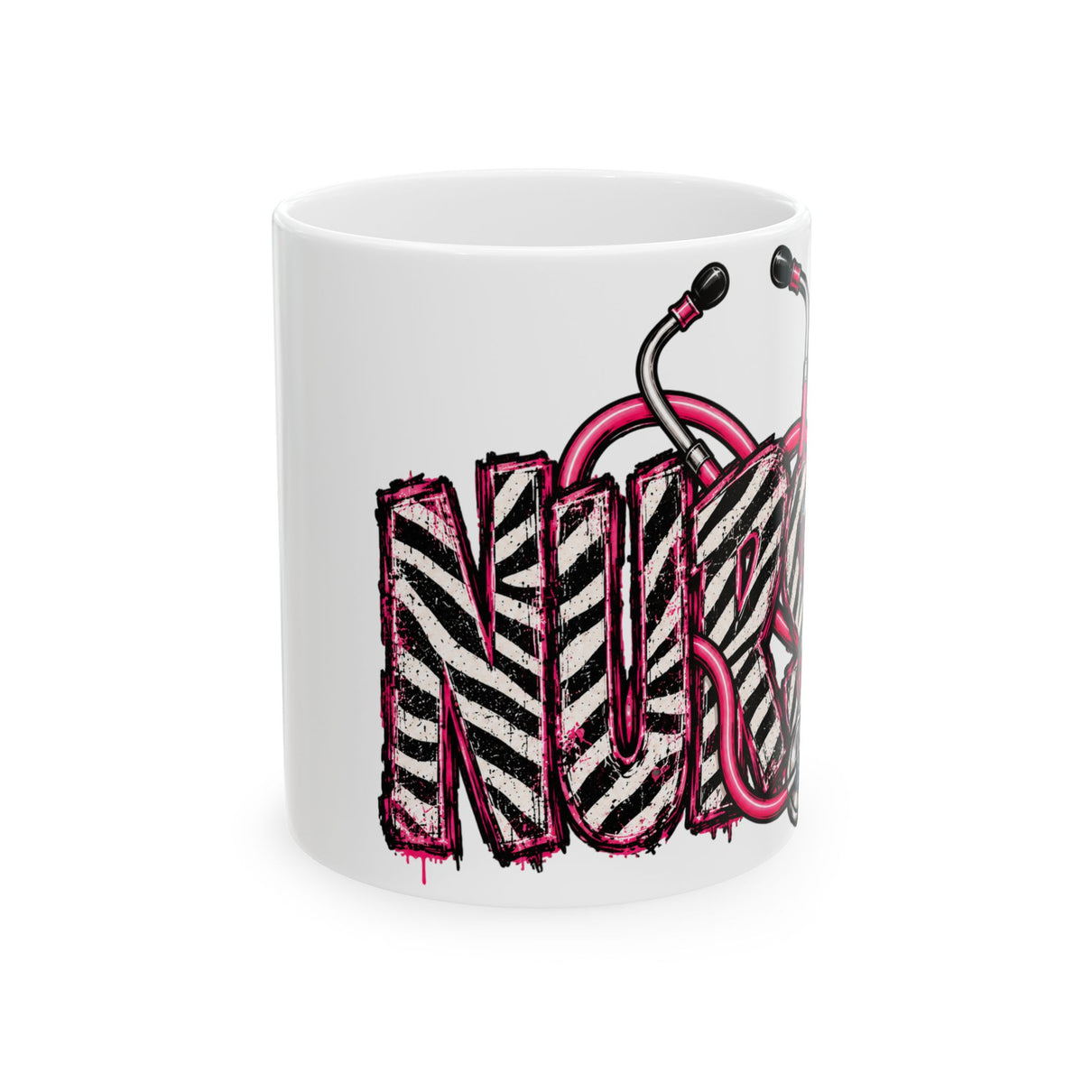 Nurse Zebra Print Stethoscope Mug | Ceramic Coffee Cup 11oz 15oz
