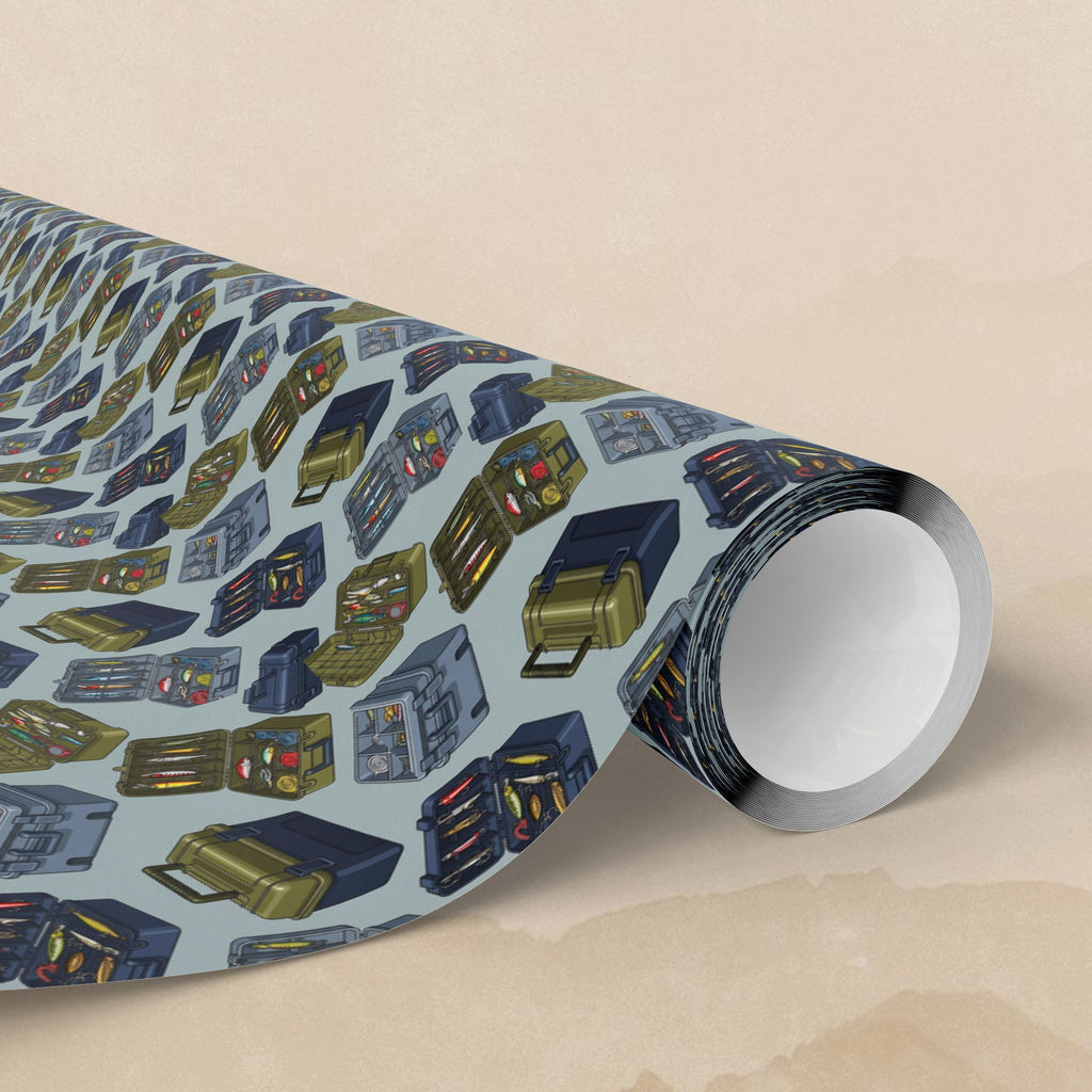 Vintage Tackle Box  Pattern Wrapping Paper | Retro Radios Gift Wrap