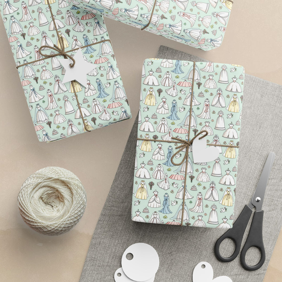 Handdrawn Bridesmaid Dresses Wrapping Paper | Wedding Shower Pattern