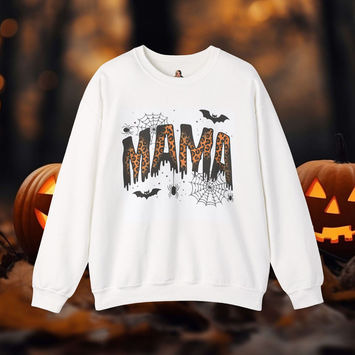 mama halloween sweatshirt leopard drip