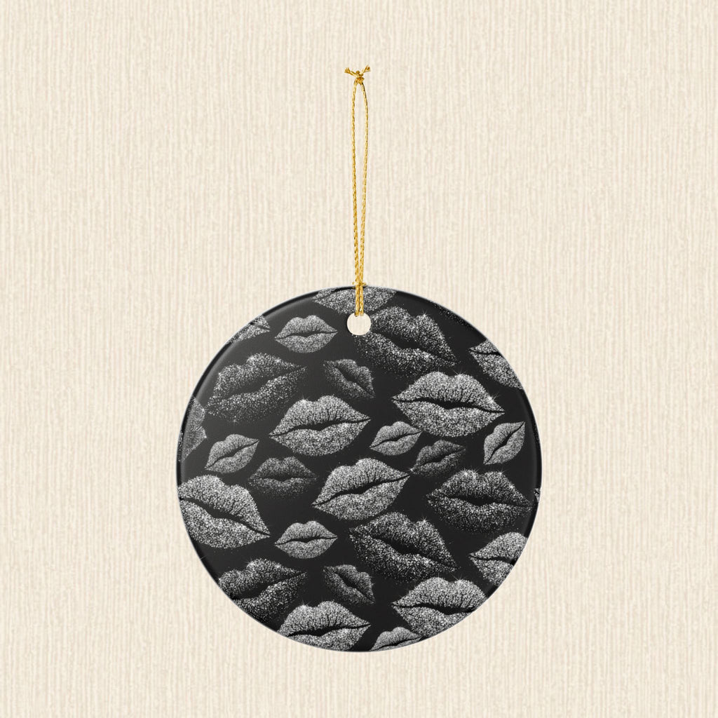Chic Lip Print Ceramic Ornament