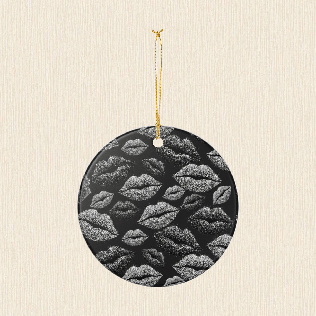 Chic Lip Print Ceramic Ornament