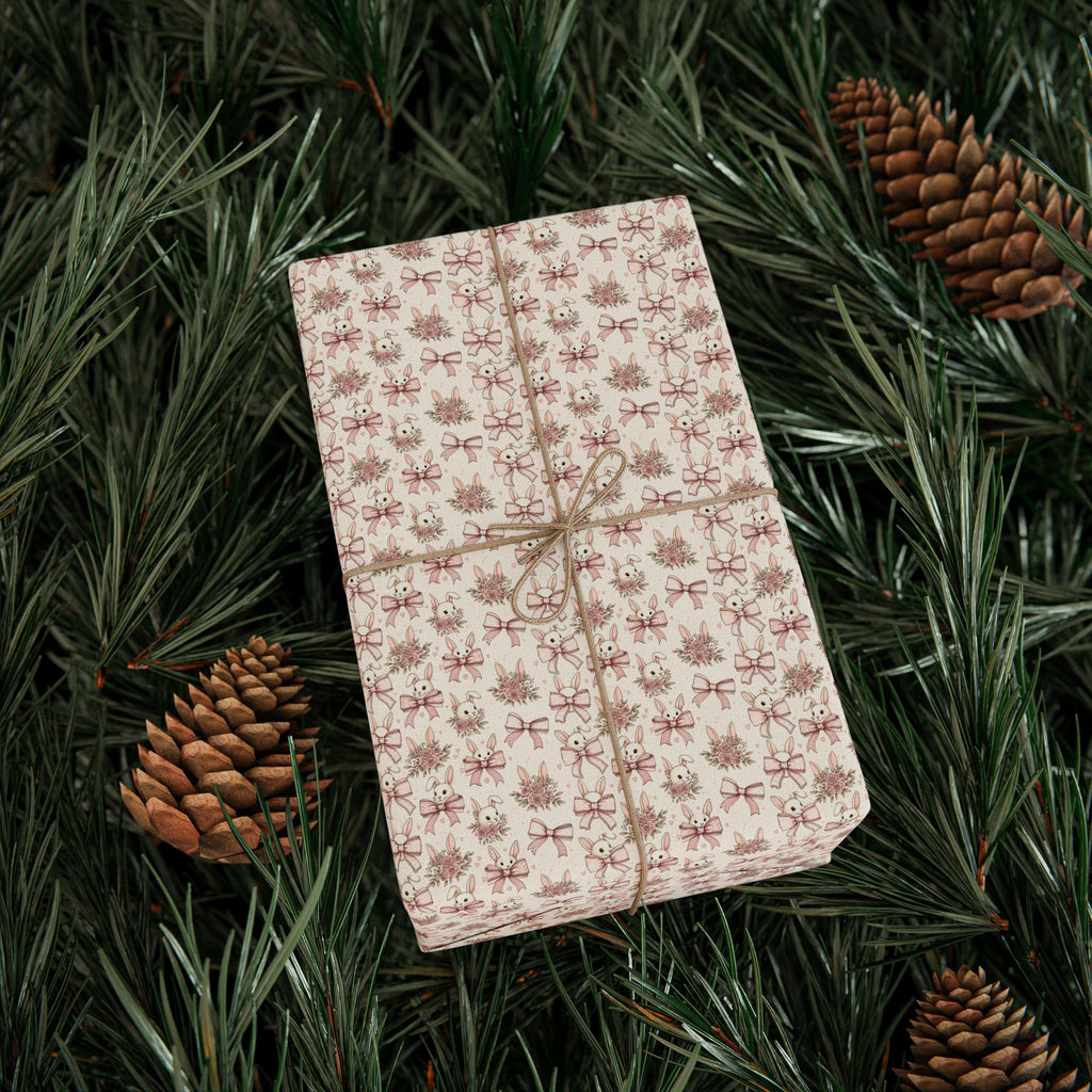 Blush Floral Easter Pattern Wrapping Paper | Vintage Pink Flower Gift Wrap