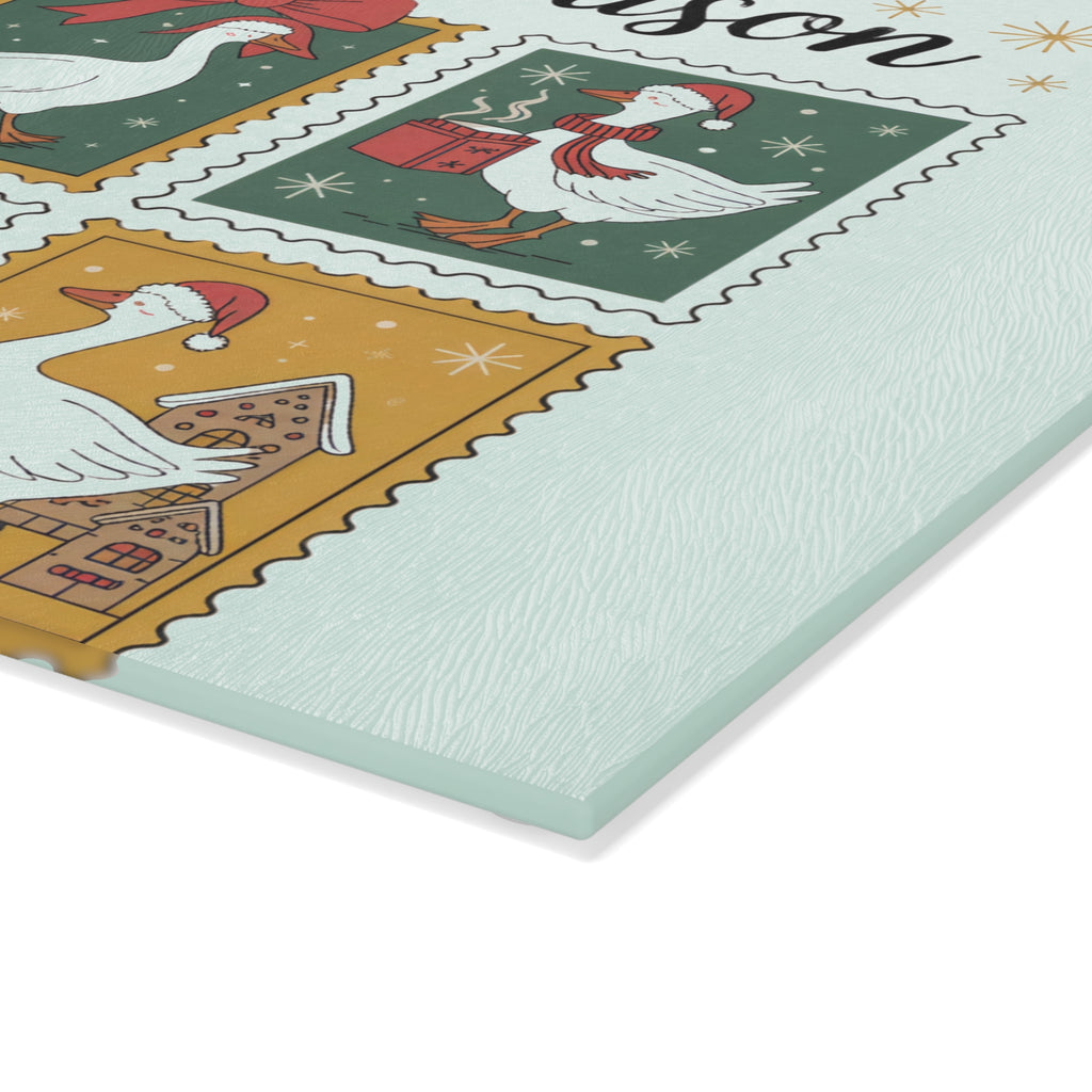 Tis the Season Goose Glass Cutting Board