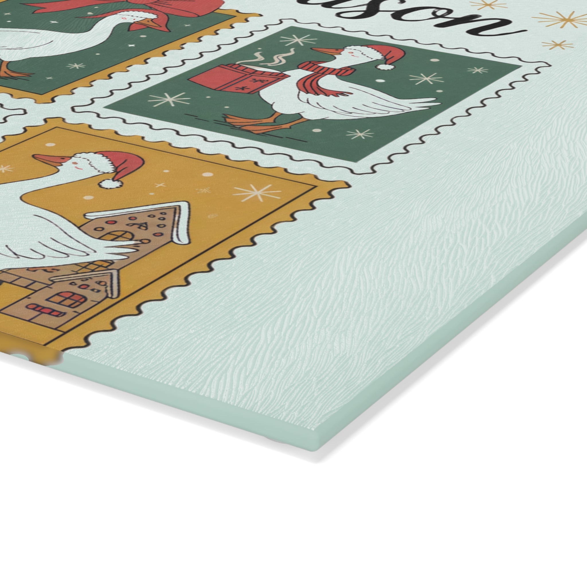 Tis the Season Goose Glass Cutting Board
