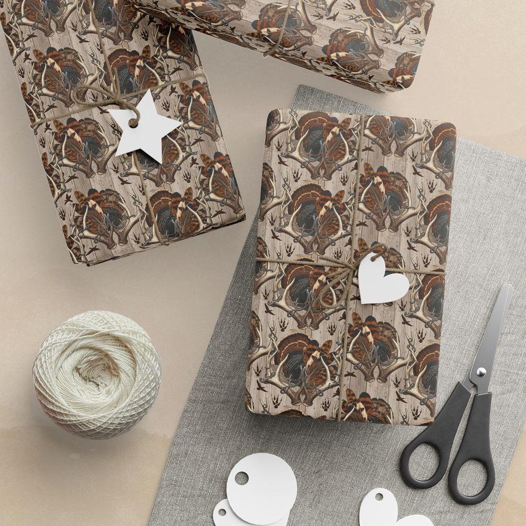 Hunters Antler Pattern Wrapping Papers | Brown Marble Floral Gift Wrap