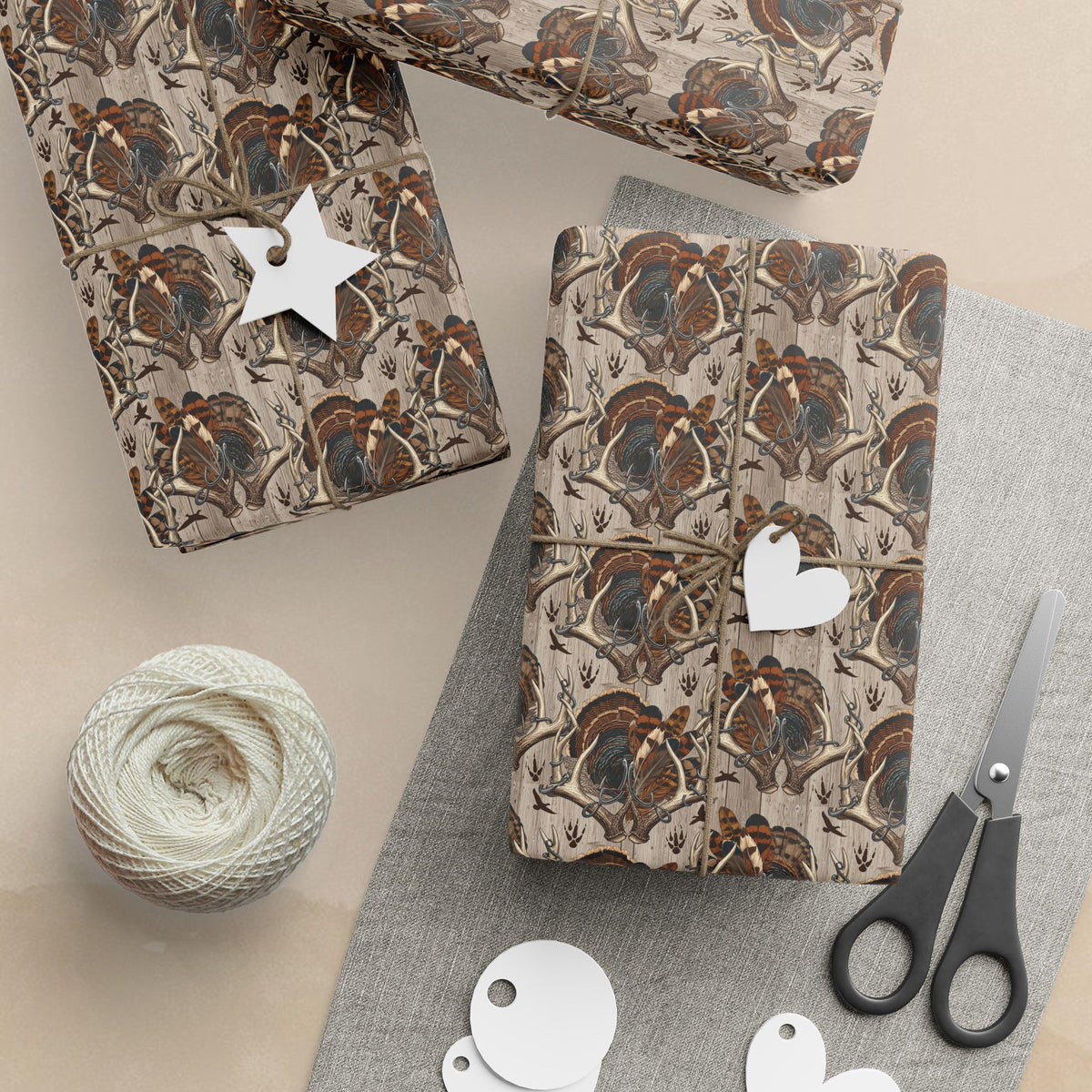 Hunters Antler Pattern Wrapping Papers | Brown Marble Floral Gift Wrap
