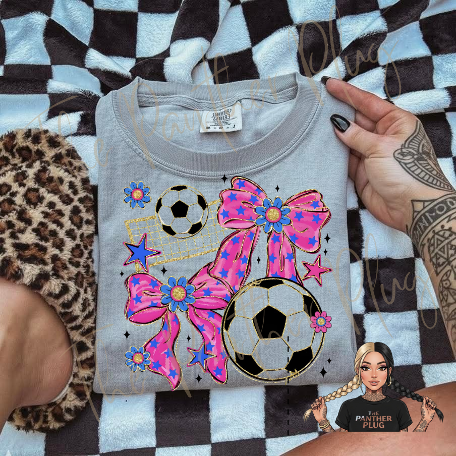 Pink Polka Dot Bows Soccer T-Shirt