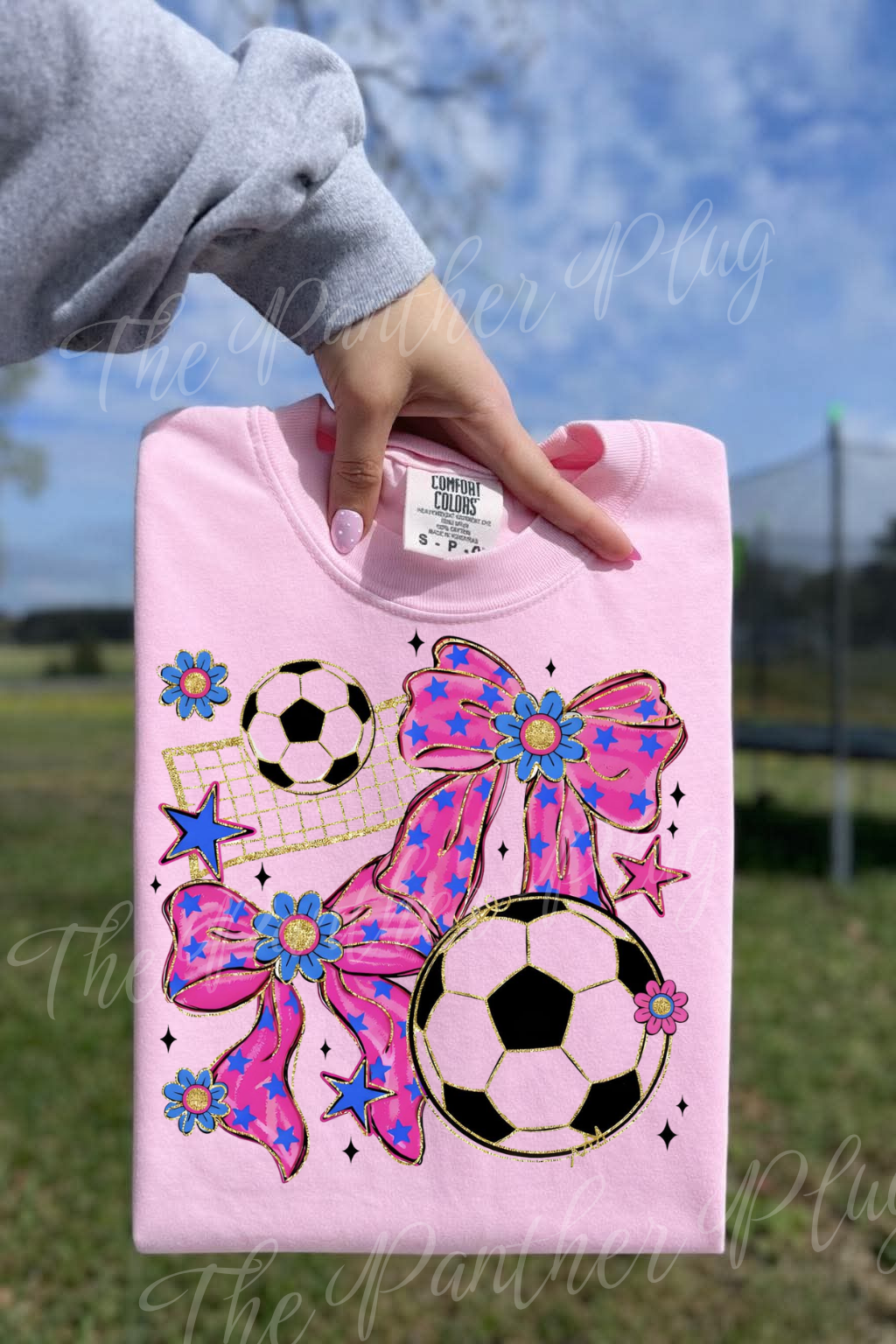 Pink Polka Dot Bows Soccer T-Shirt