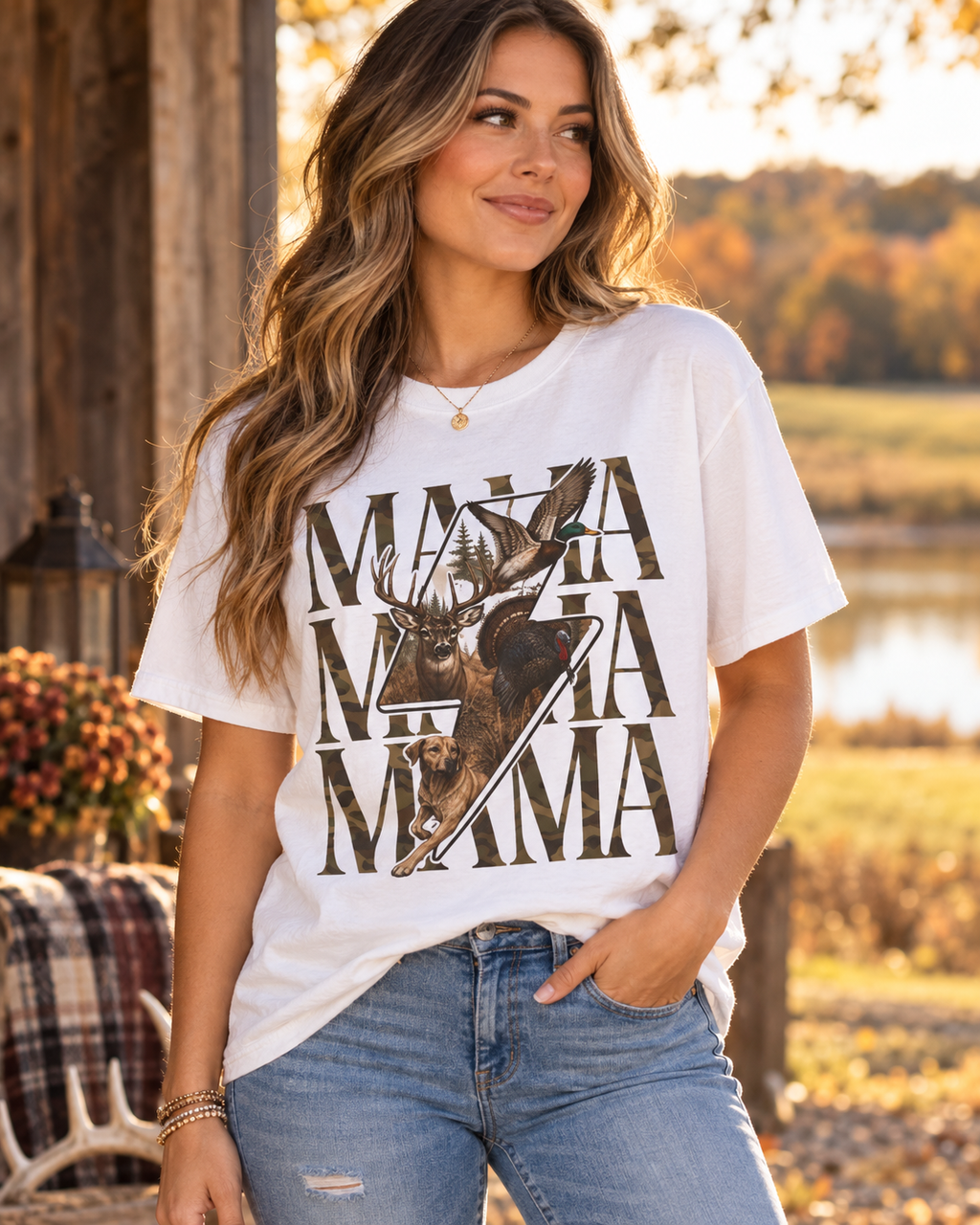 Hunting Mama Camo Comfort Colors Shirt