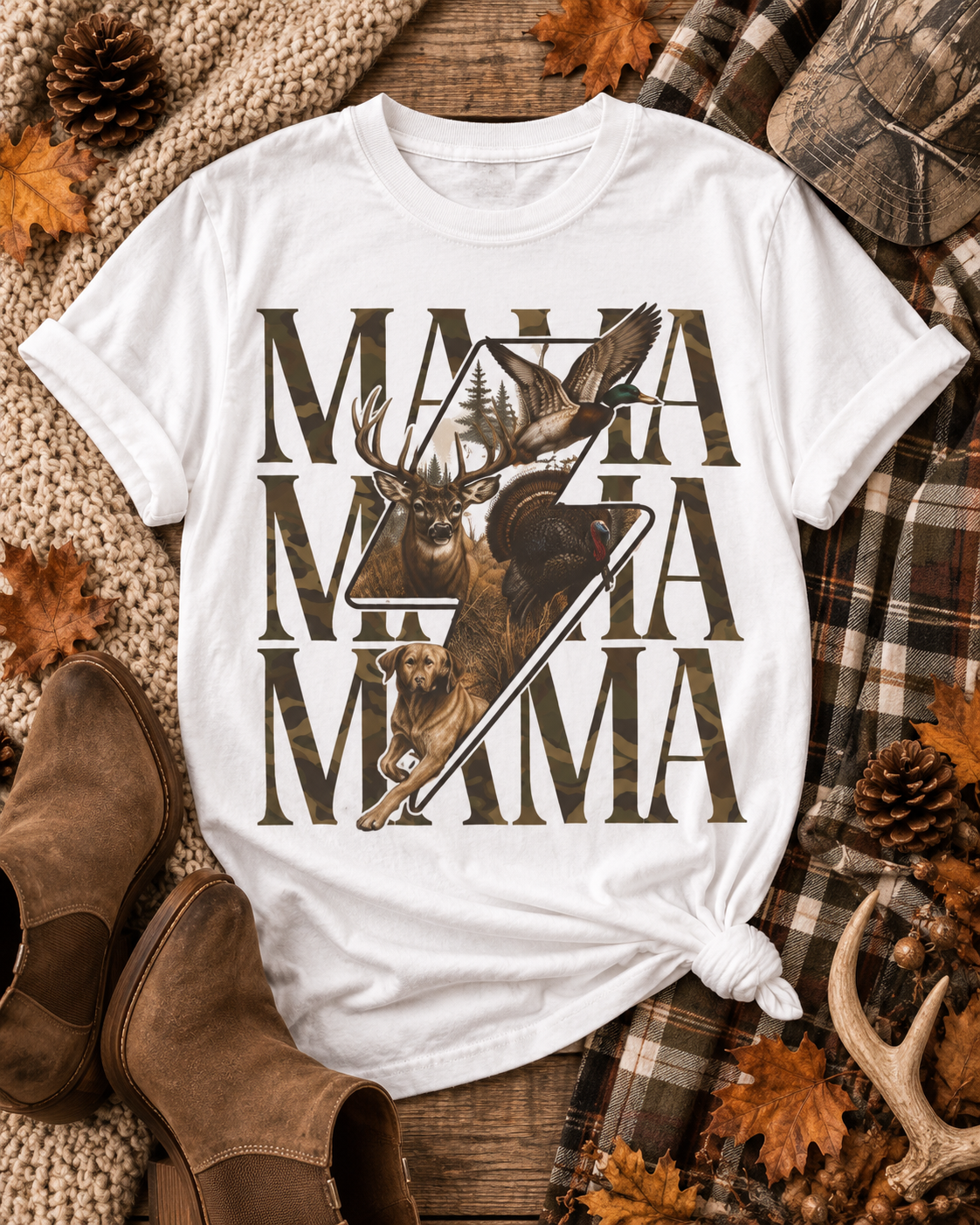 Hunting Mama Camo Comfort Colors Shirt