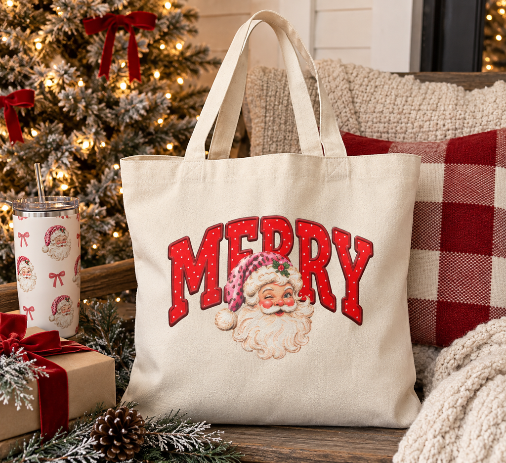 Retro Santa Christmas Canvas Bag