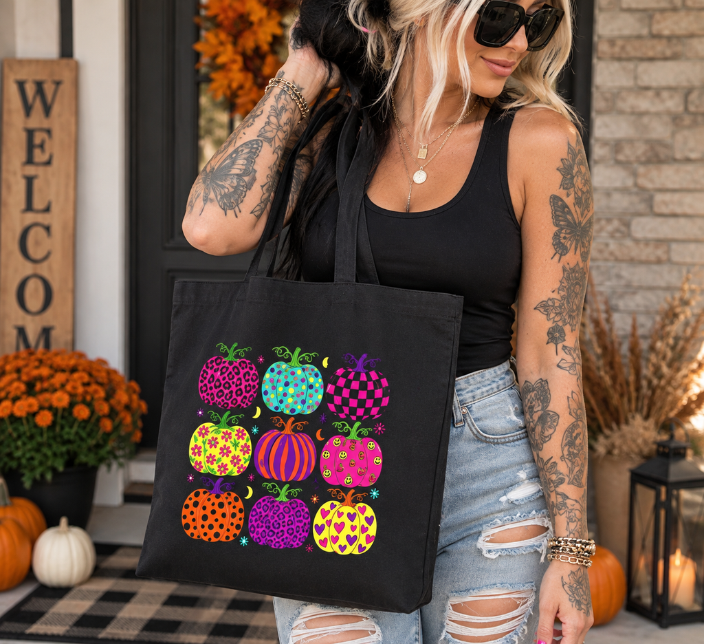 Colorful Pumpkin Halloween Canvas Bag