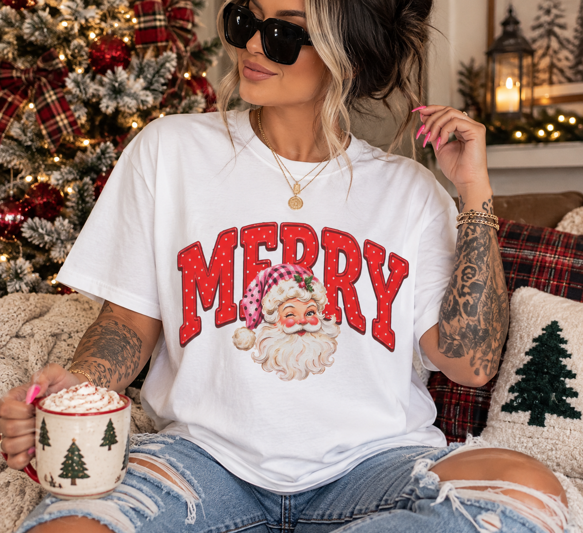 Retro Merry Christmas Santa T-Shirt