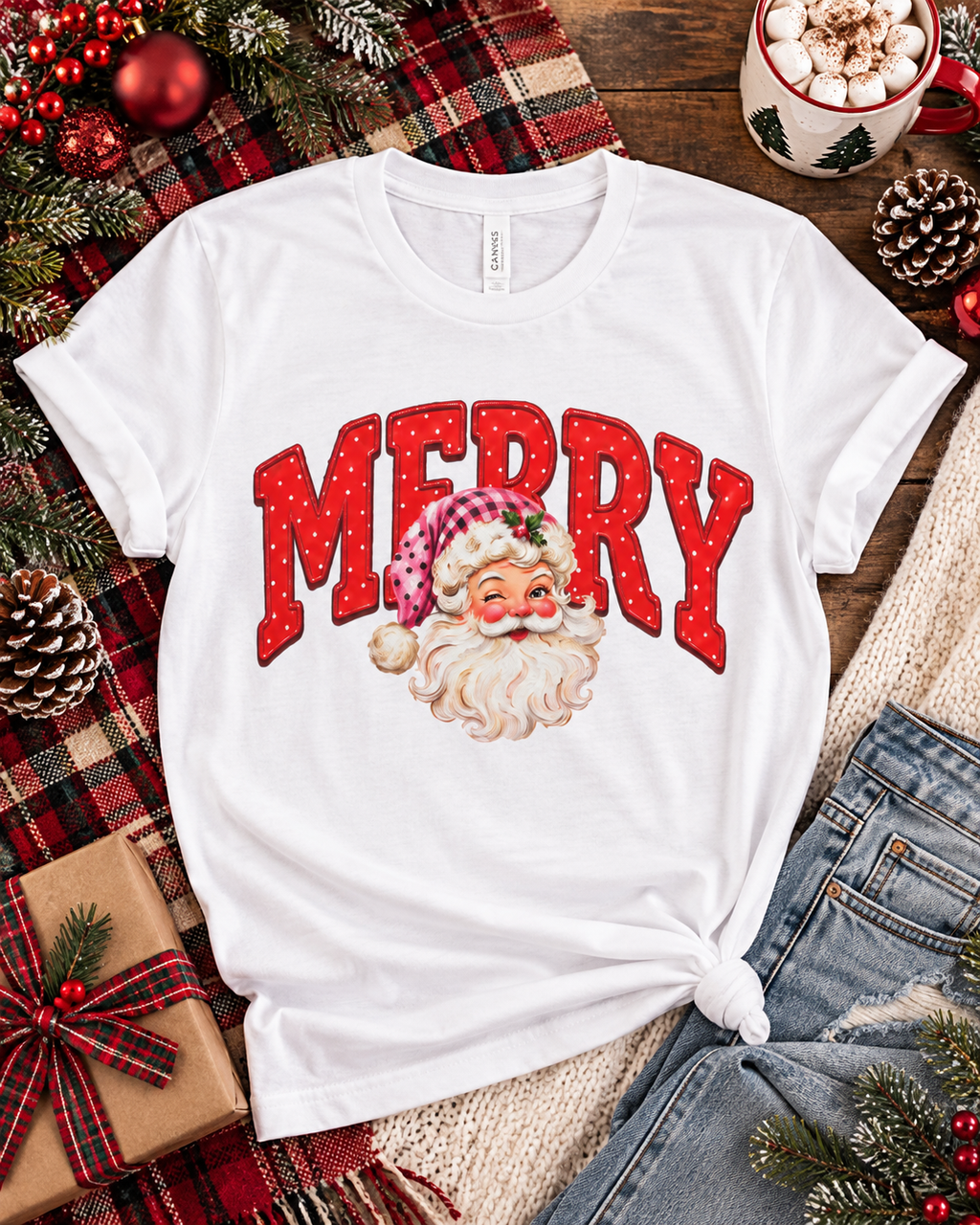 Retro Merry Christmas Santa T-Shirt