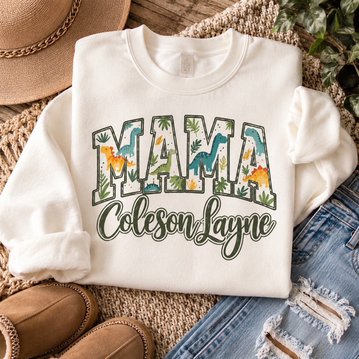 Custom Mama Dinosaur Sweatshirt