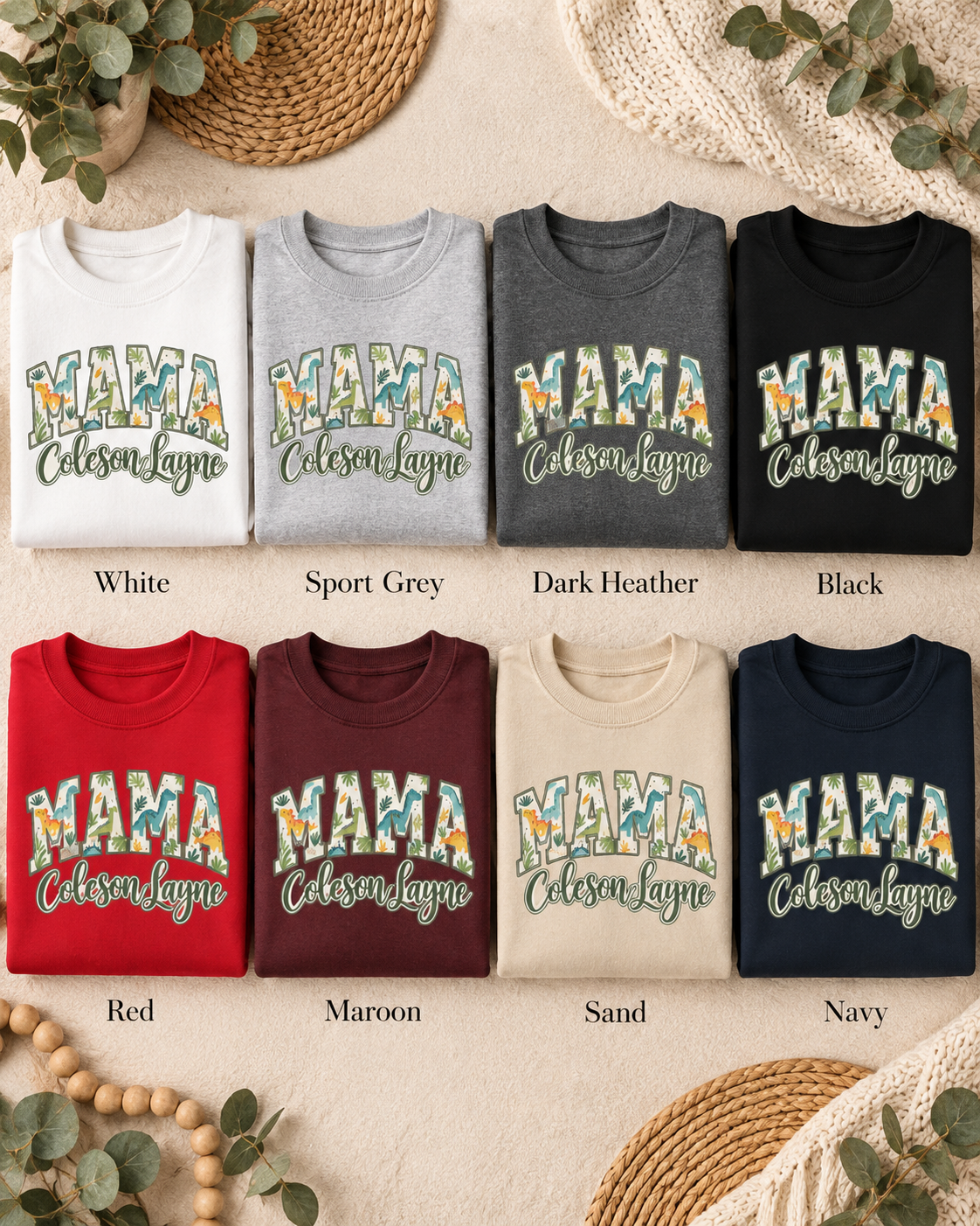 Custom Mama Dinosaur Sweatshirt