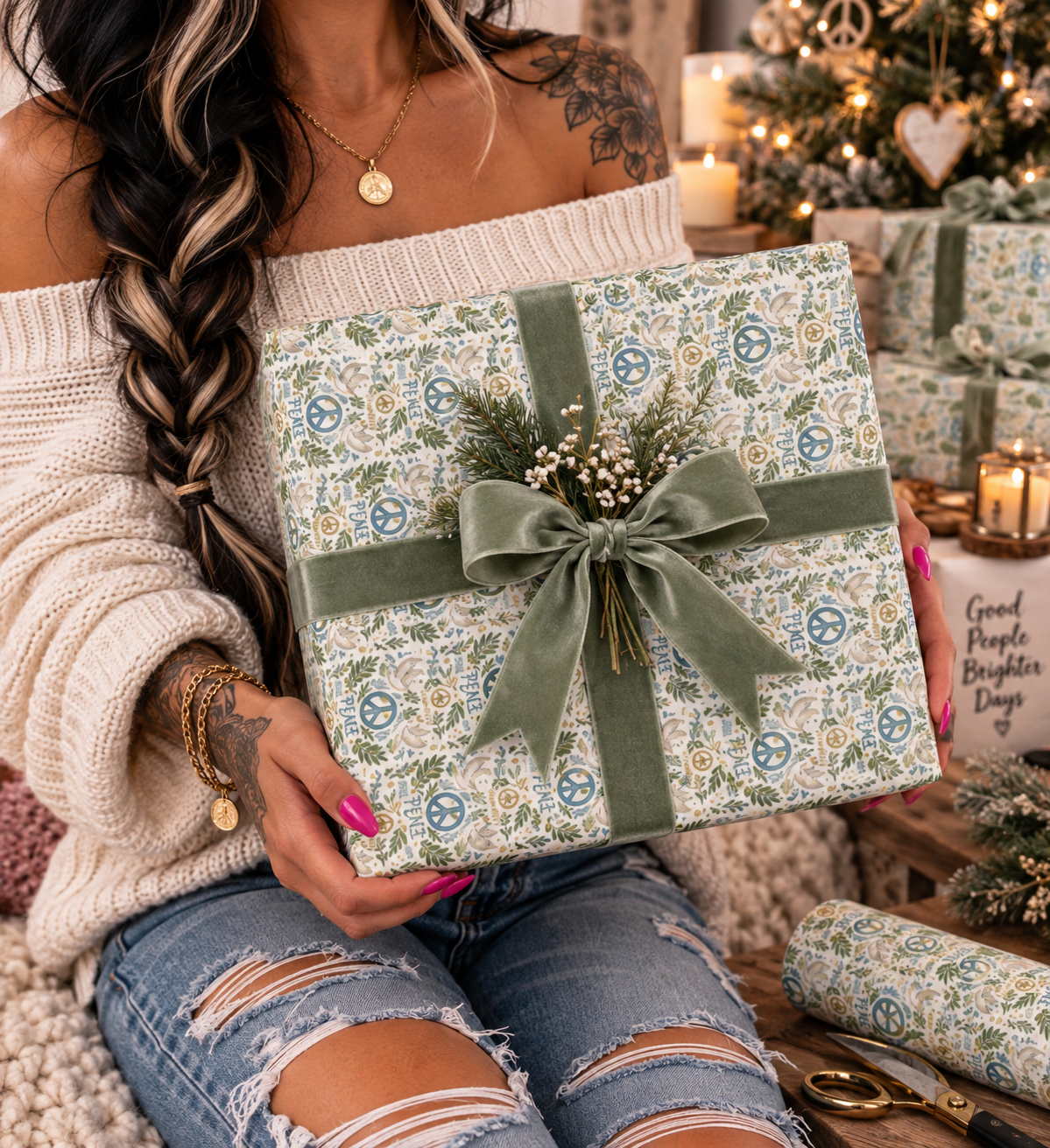 Doves & Peace signs Wrapping Papers