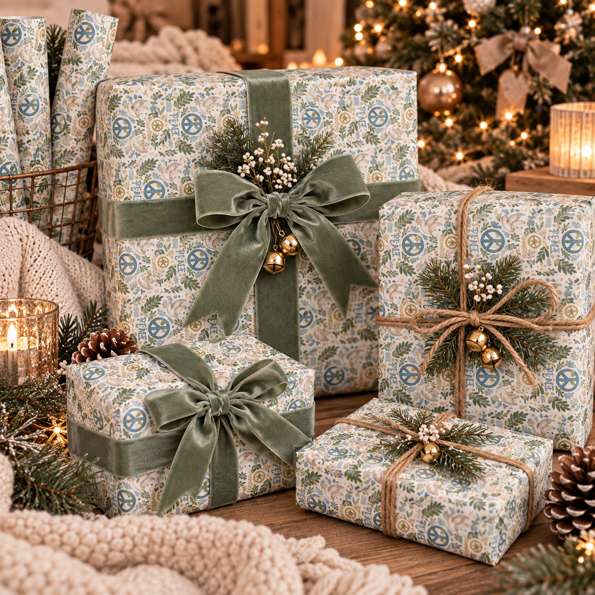 Doves & Peace signs Wrapping Papers
