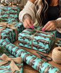 Teal Retro Alligator Pattern Wrapping Paper