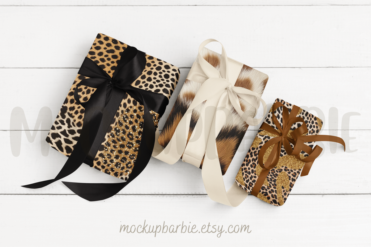 Gold Glitter Leopard Print Wrapping Paper | Luxe Gift Wrap for Boujee Gifts