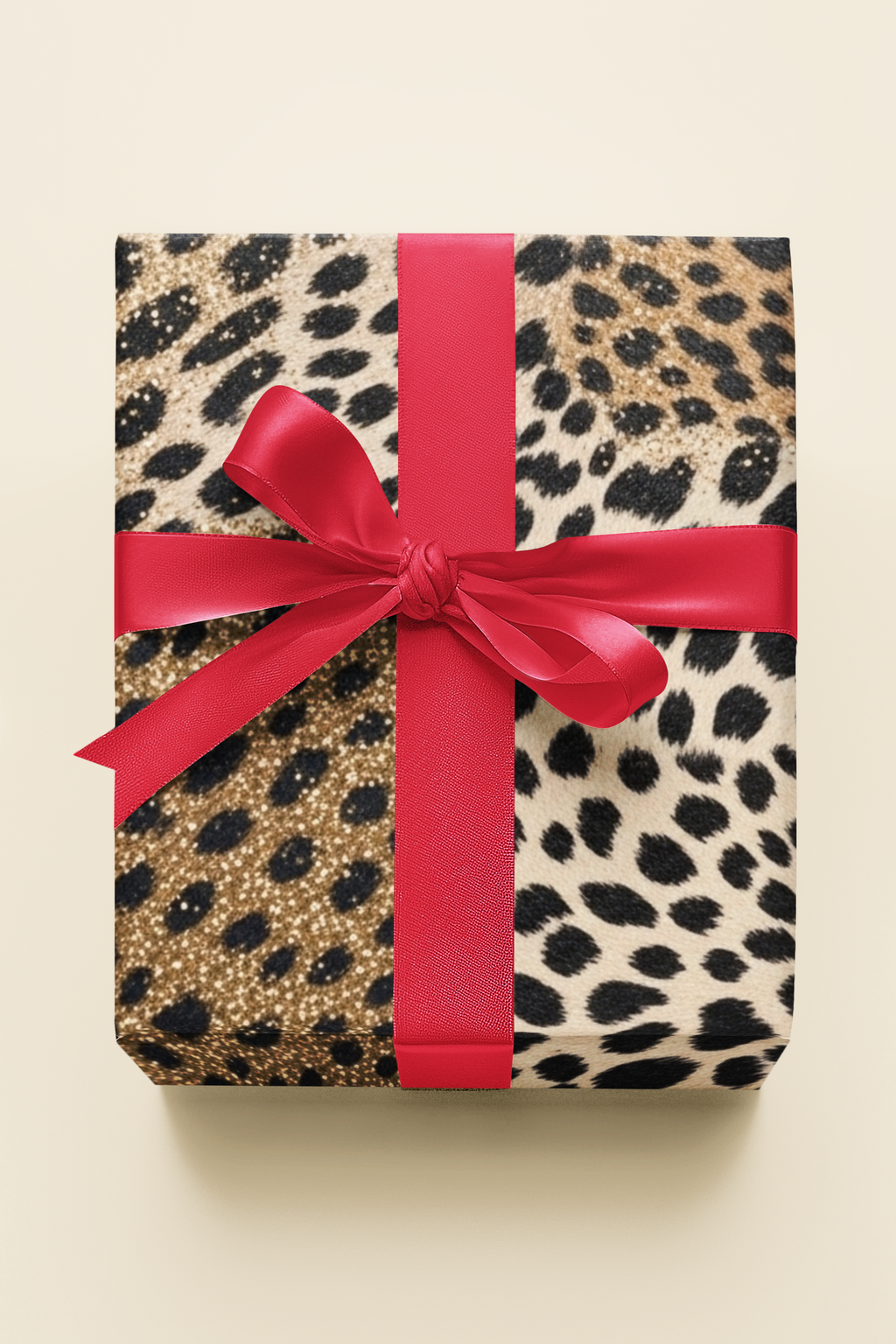 Gold Glitter Leopard Print Wrapping Paper | Luxe Gift Wrap for Boujee Gifts