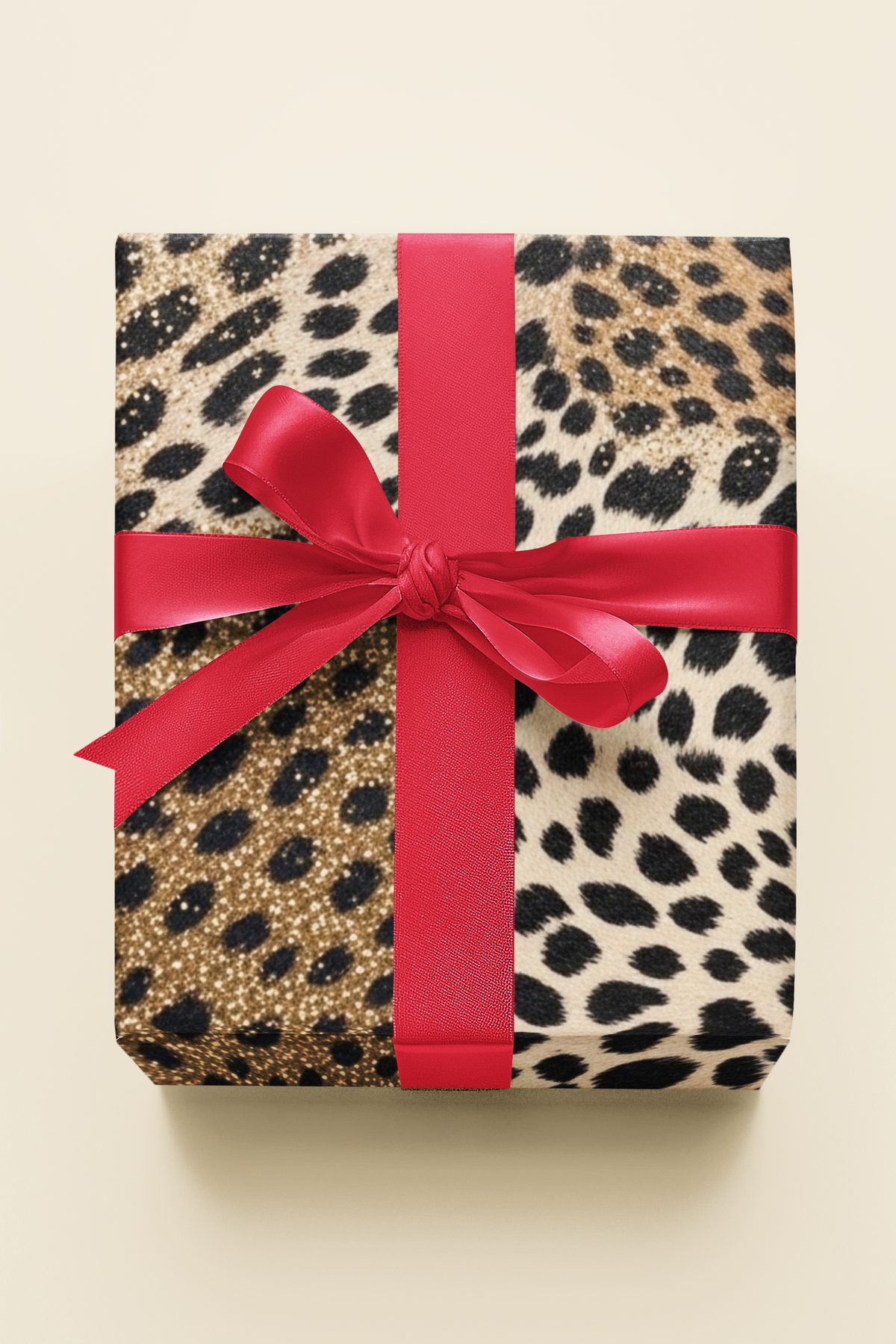 Gold Glitter Leopard Print Wrapping Paper | Luxe Gift Wrap for Boujee Gifts