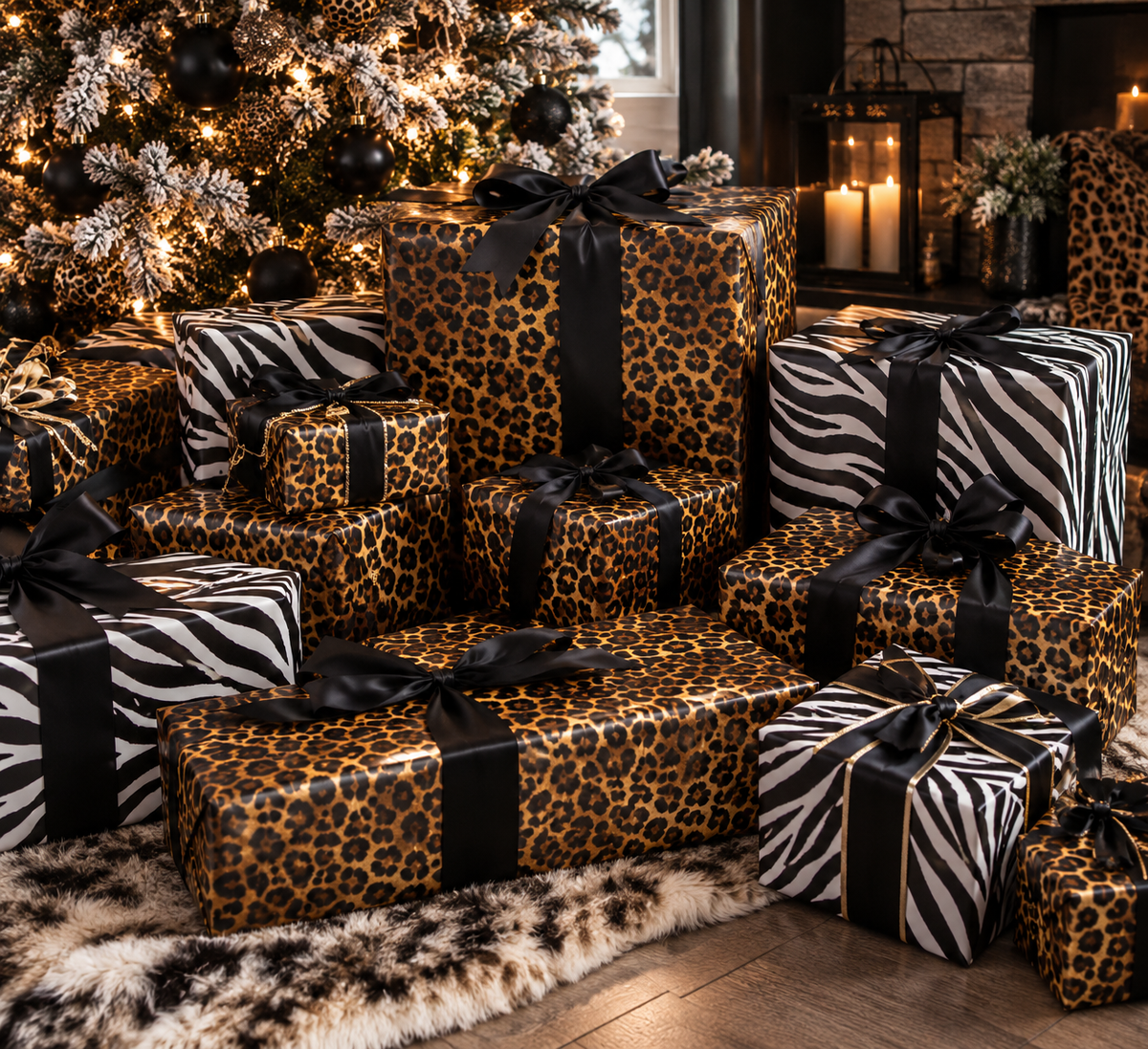 Leopard Print Wrapping Paper | Animal Print Gift Wrap Roll, Brown Gold Cheetah Pattern