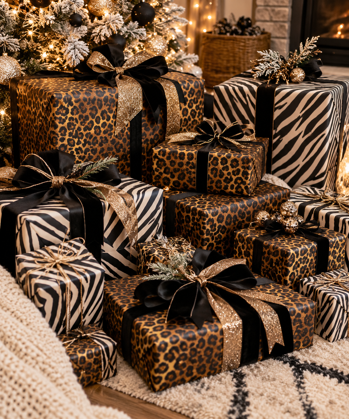 Leopard Print Wrapping Paper | Animal Print Gift Wrap Roll, Brown Gold Cheetah Pattern