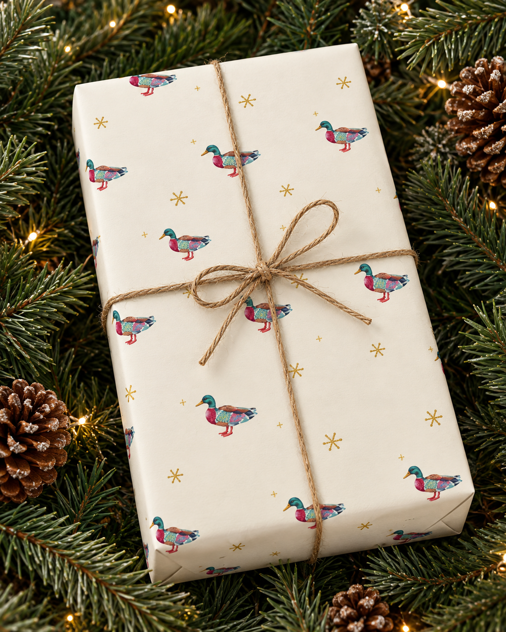 Christmas Duck Wrapping Paper | Mallard Gift Wrap | Rustic Holiday Wrapping Paper