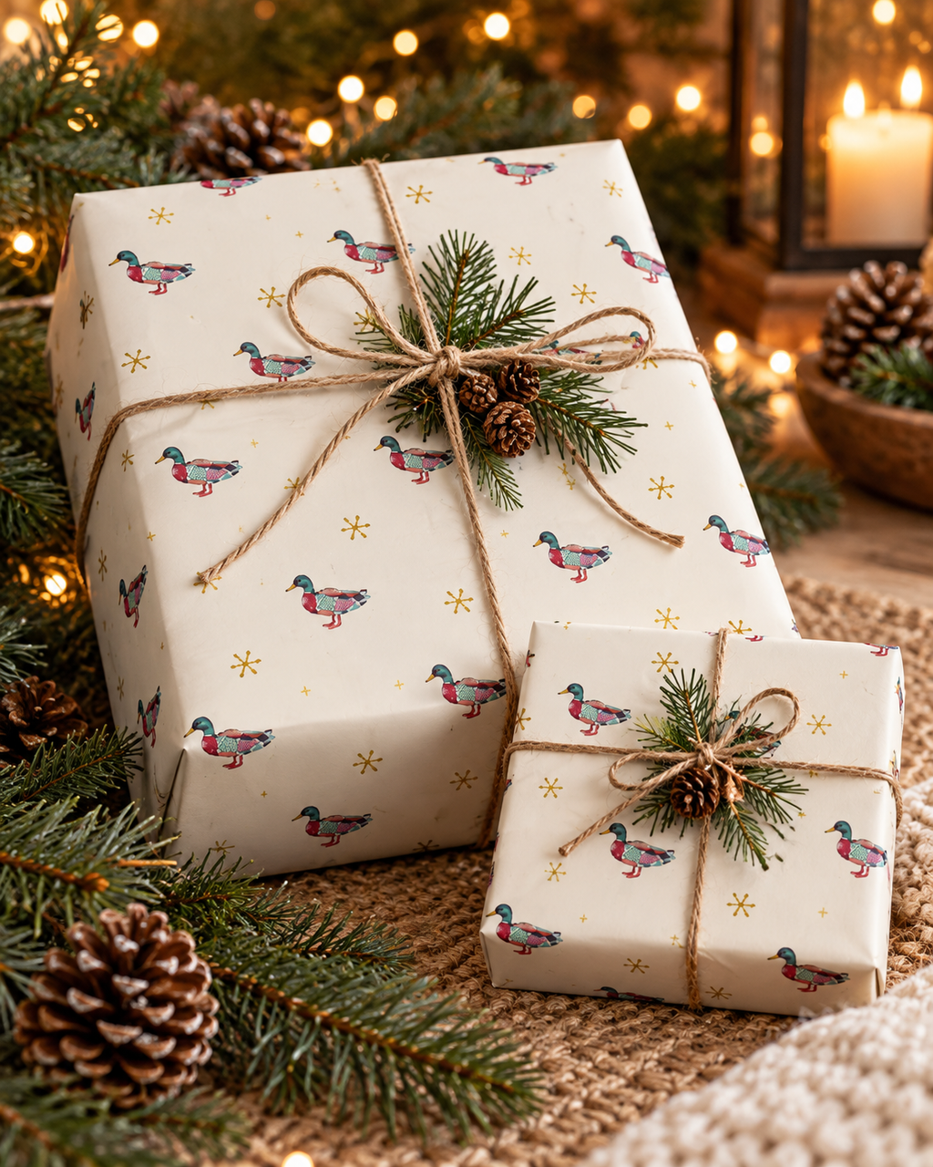 Christmas Duck Wrapping Paper | Mallard Gift Wrap | Rustic Holiday Wrapping Paper