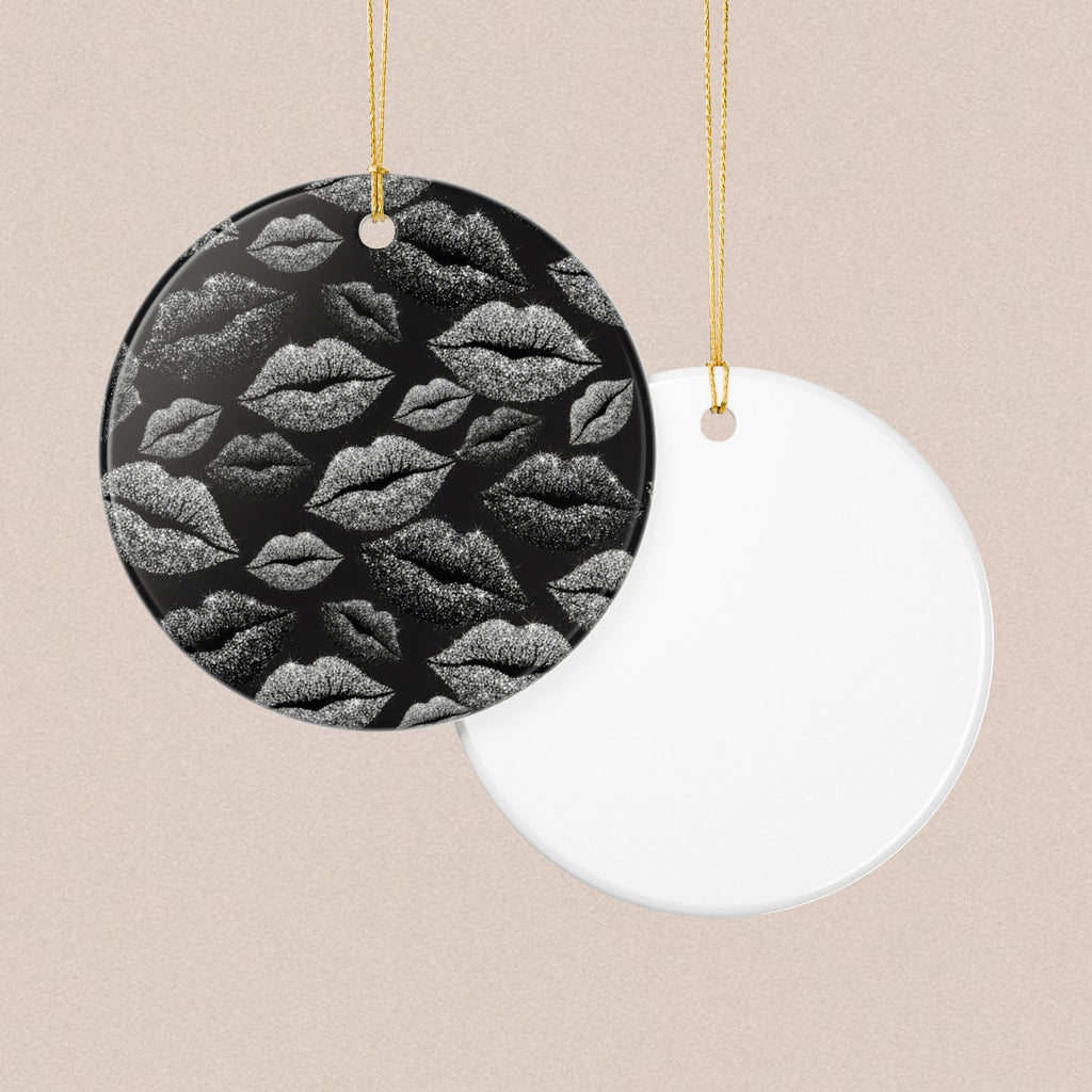 Chic Lip Print Ceramic Ornament