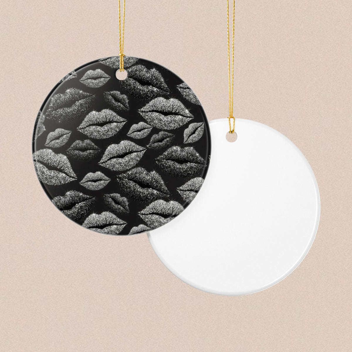 Chic Lip Print Ceramic Ornament
