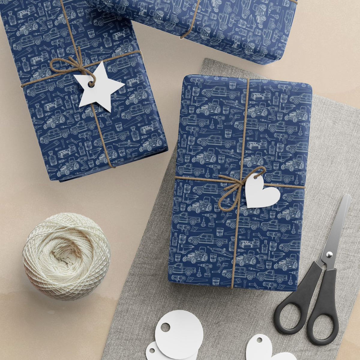Trucks Wrenches Drills Wrapping Paper