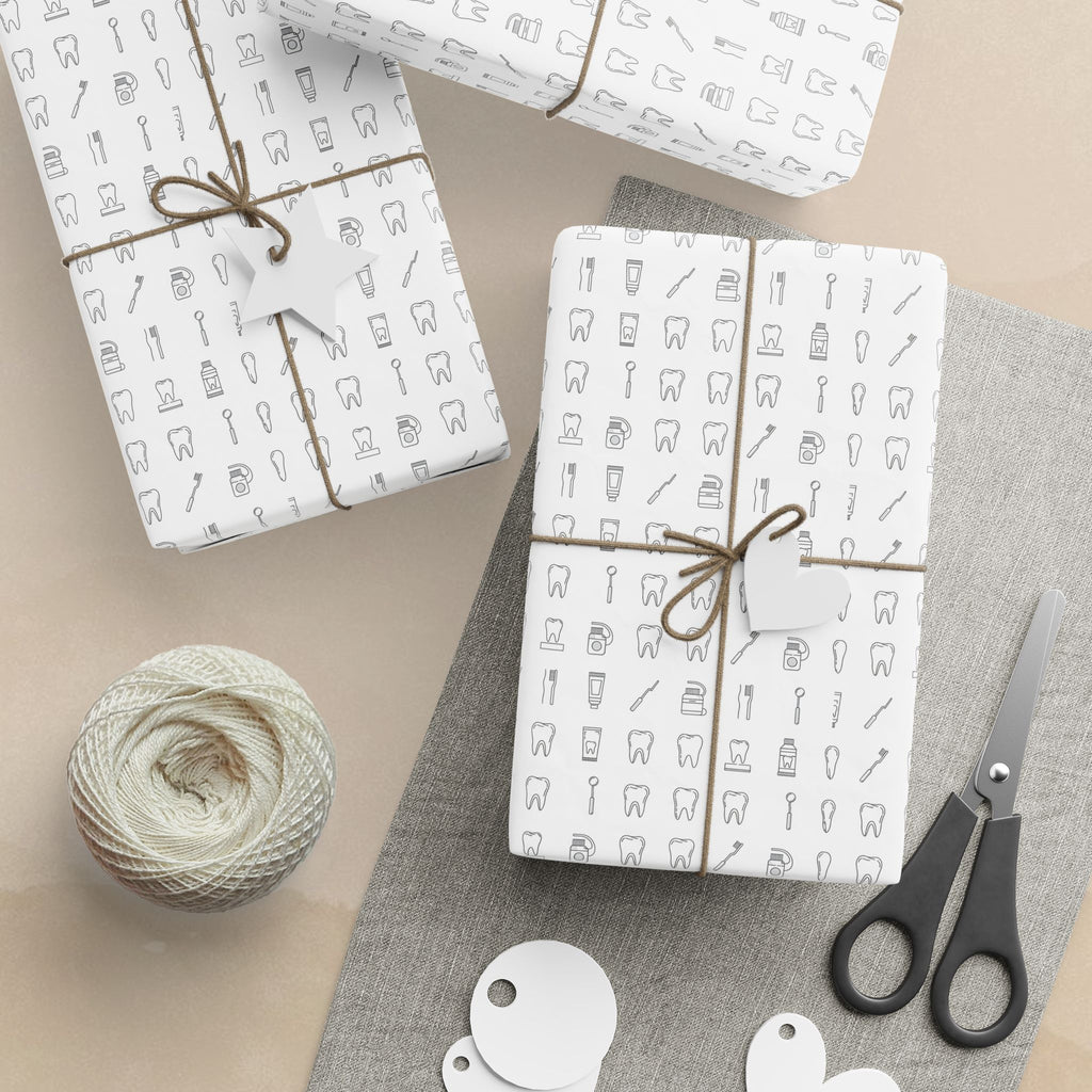 Minimalist Tooth Pattern Wrapping Paper, Black and White