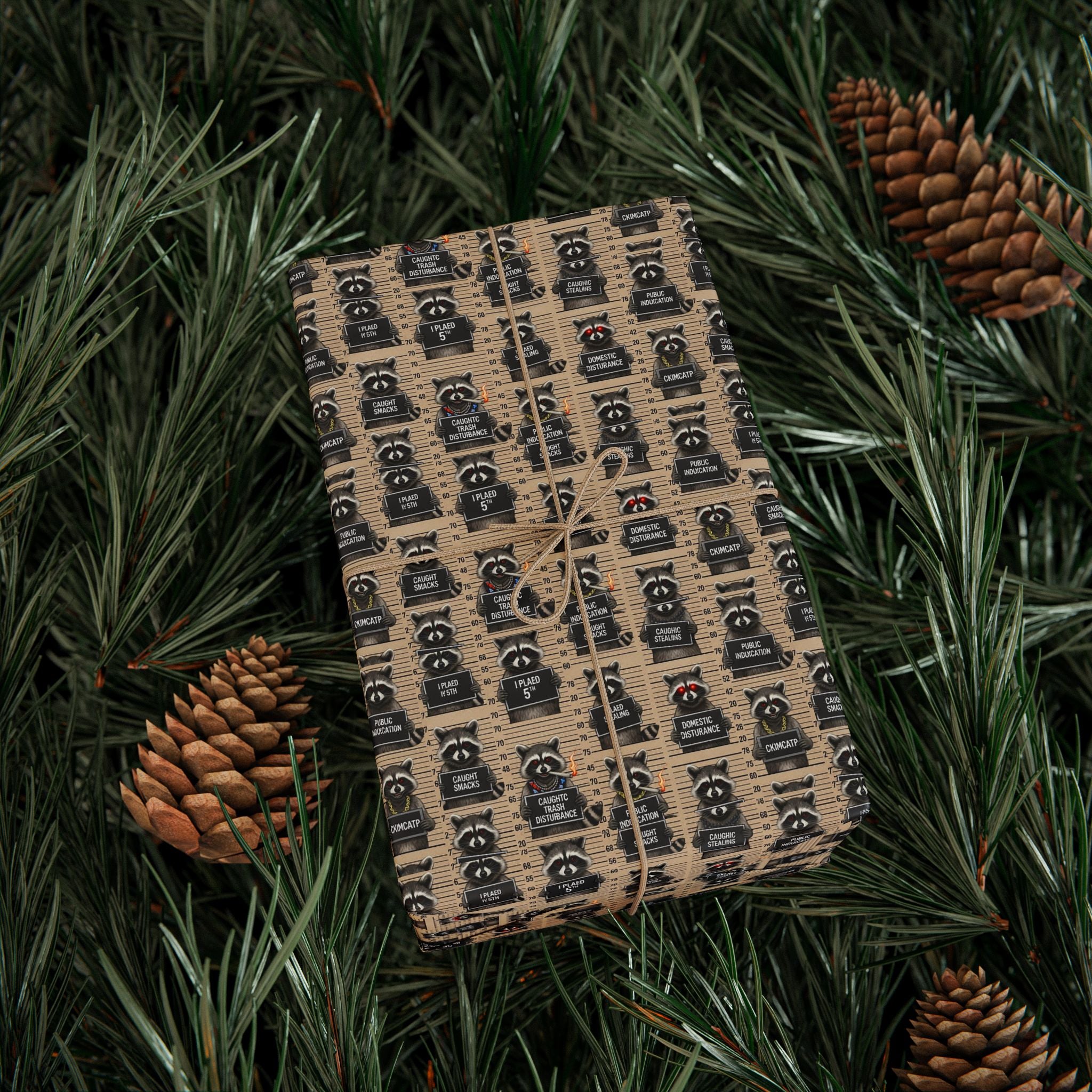 Vintage Racoon Wrapping Paper | Retro Keyboard Pattern Gift Wrap