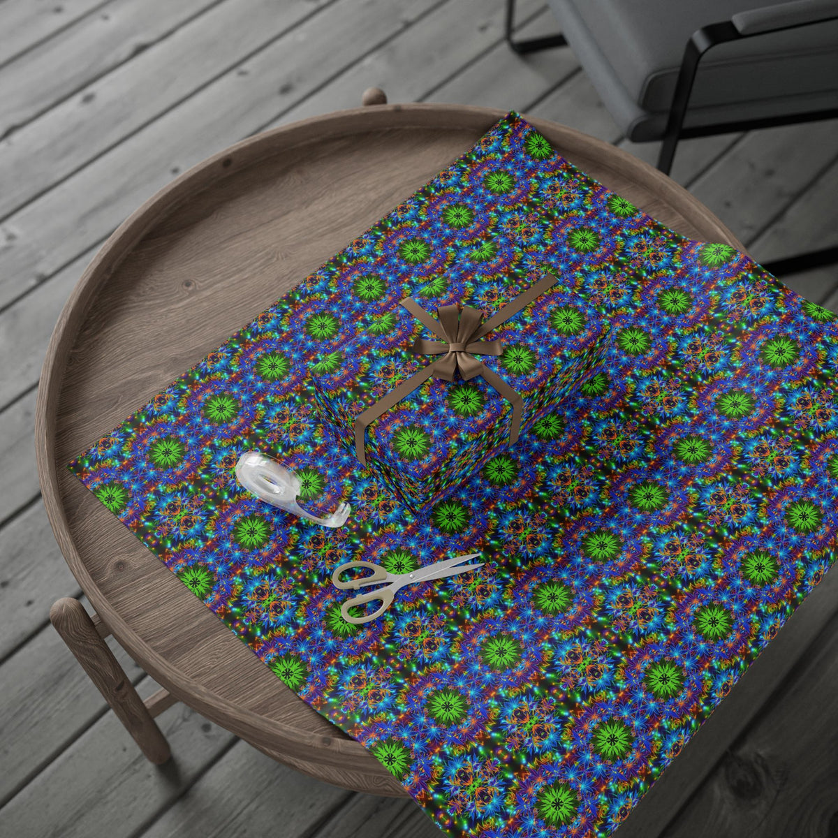 Kaleidoscope Marijuana Plant Wrapping Paper | Psychedelic Geometric Gift Wrap