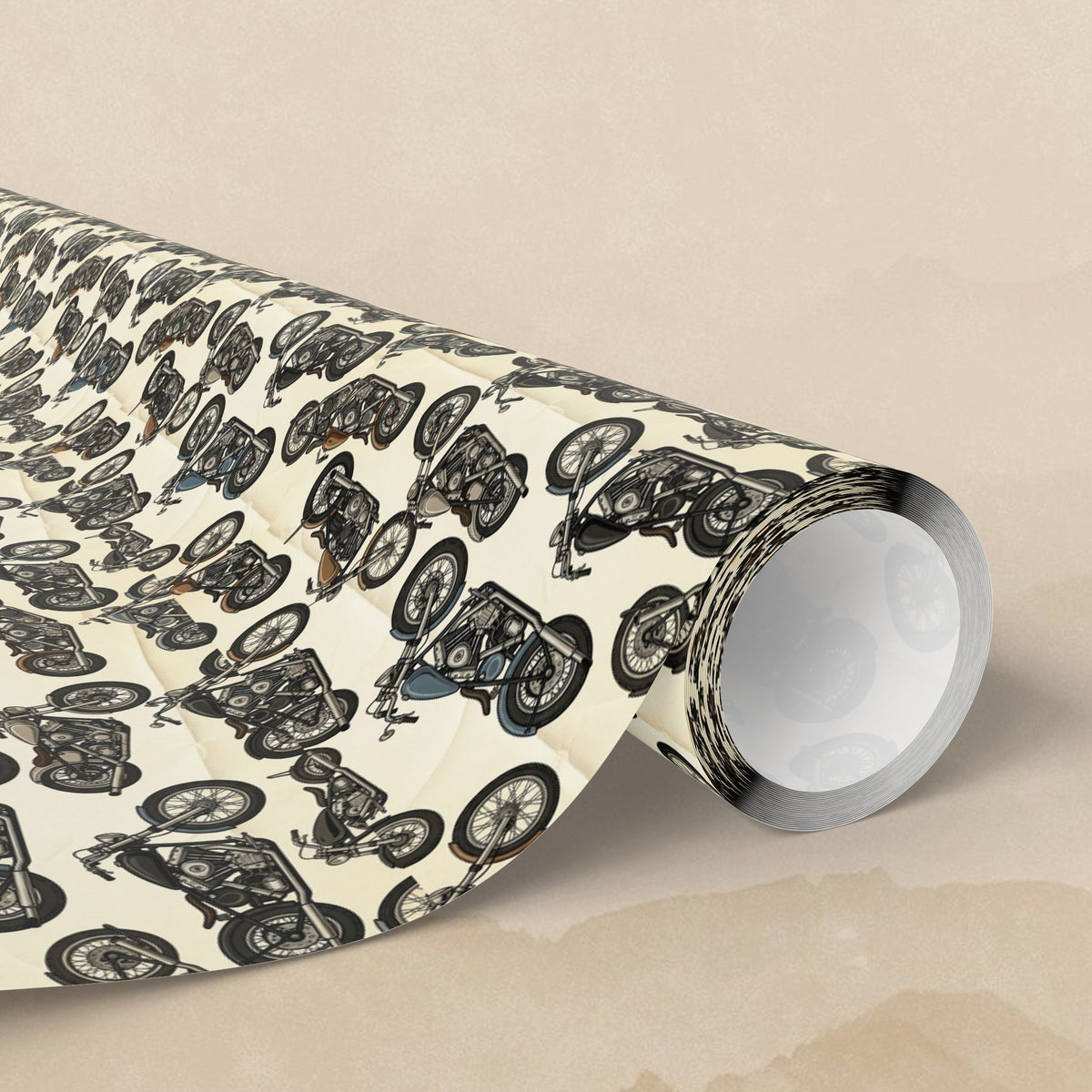 Vintage Motorcycle Pattern Wrapping Paper | Retro Bikes Gift Wrap