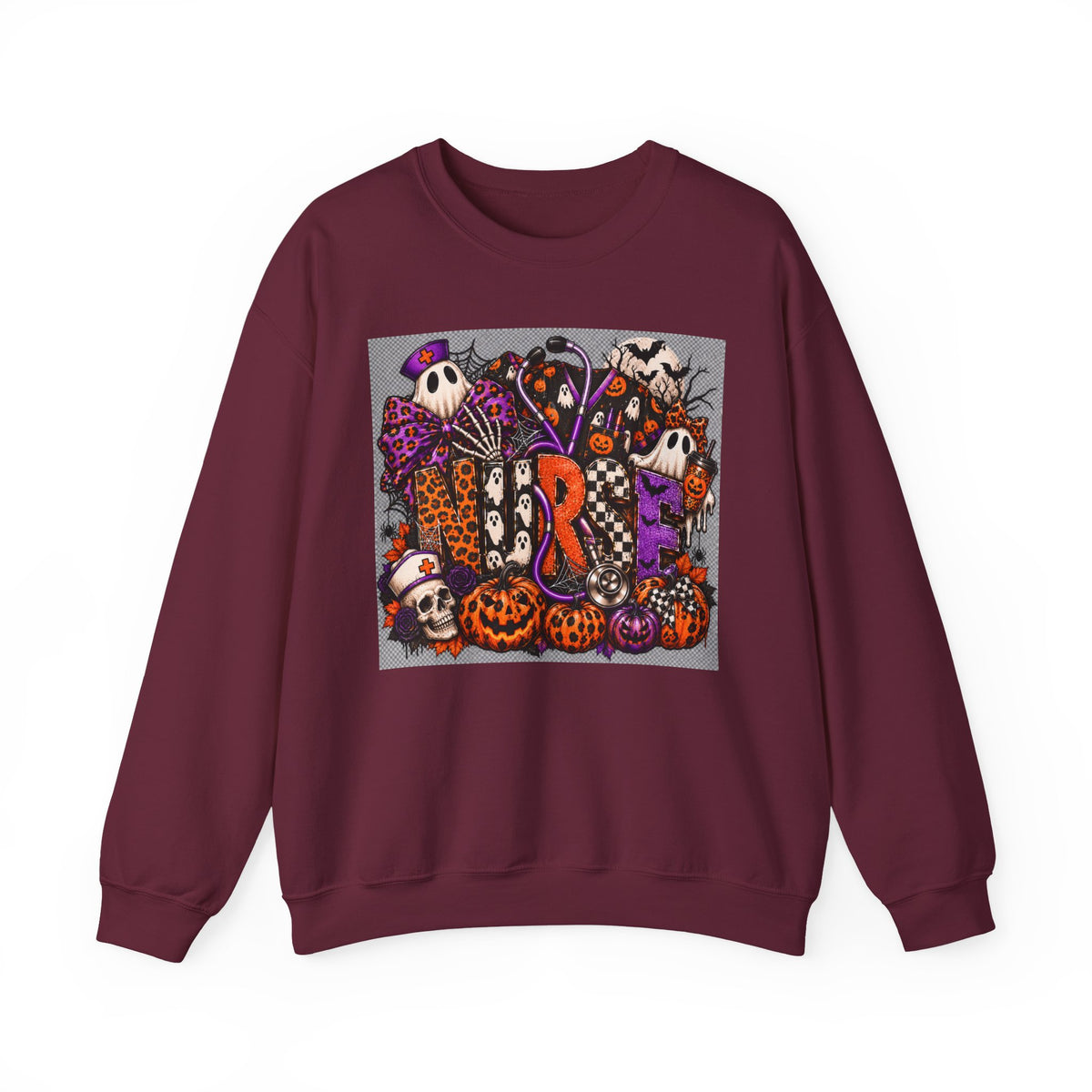 Spooky Pumpkins & Ghosts Halloween Crewneck Sweatshirt