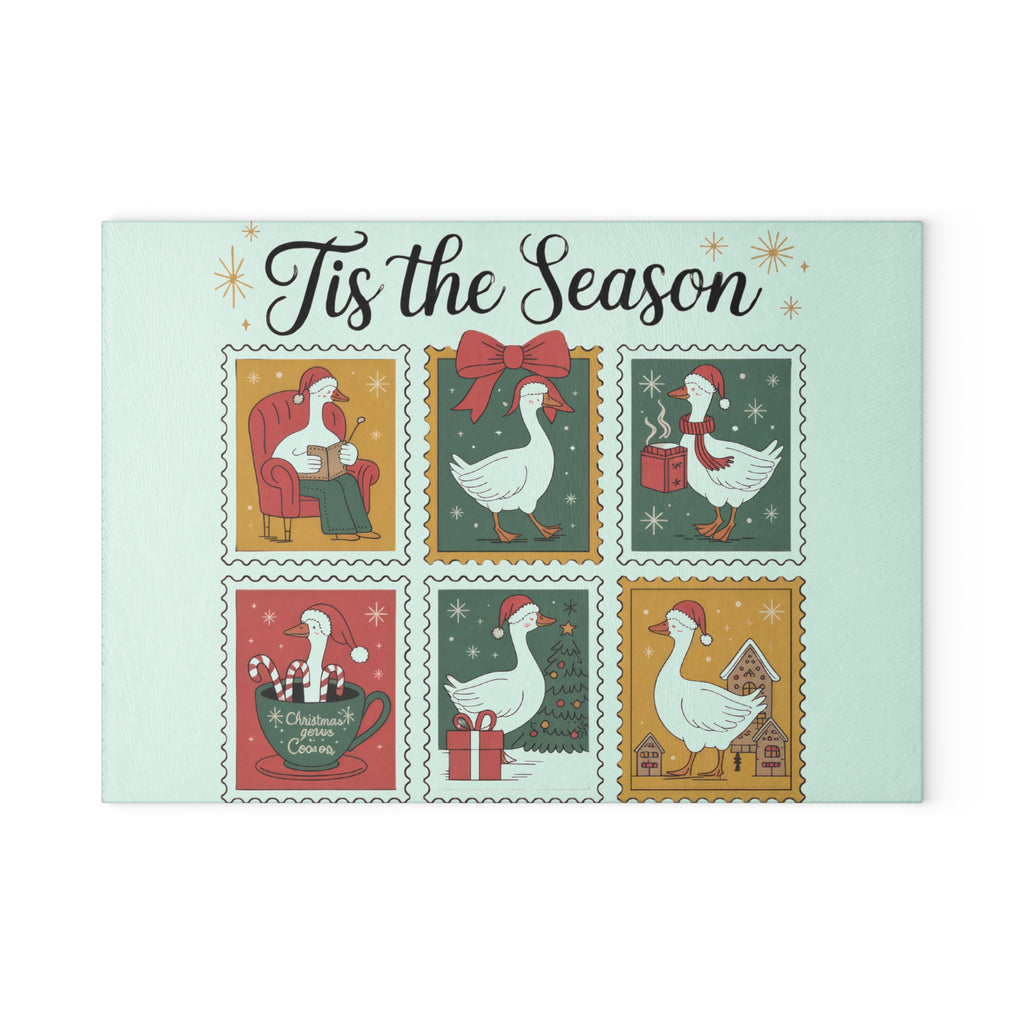 Tis the Season Goose Glass Cutting Board