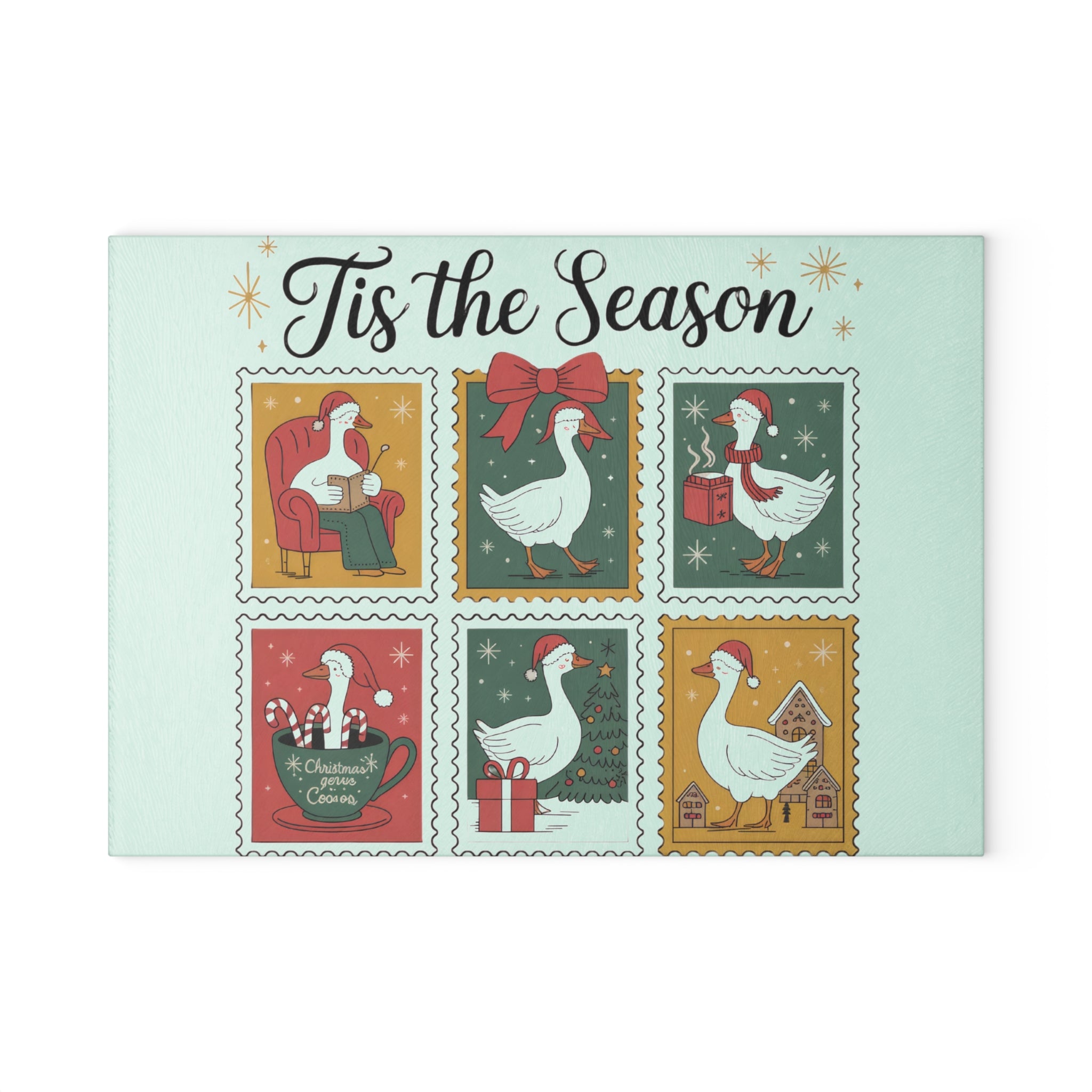 Tis the Season Goose Glass Cutting Board