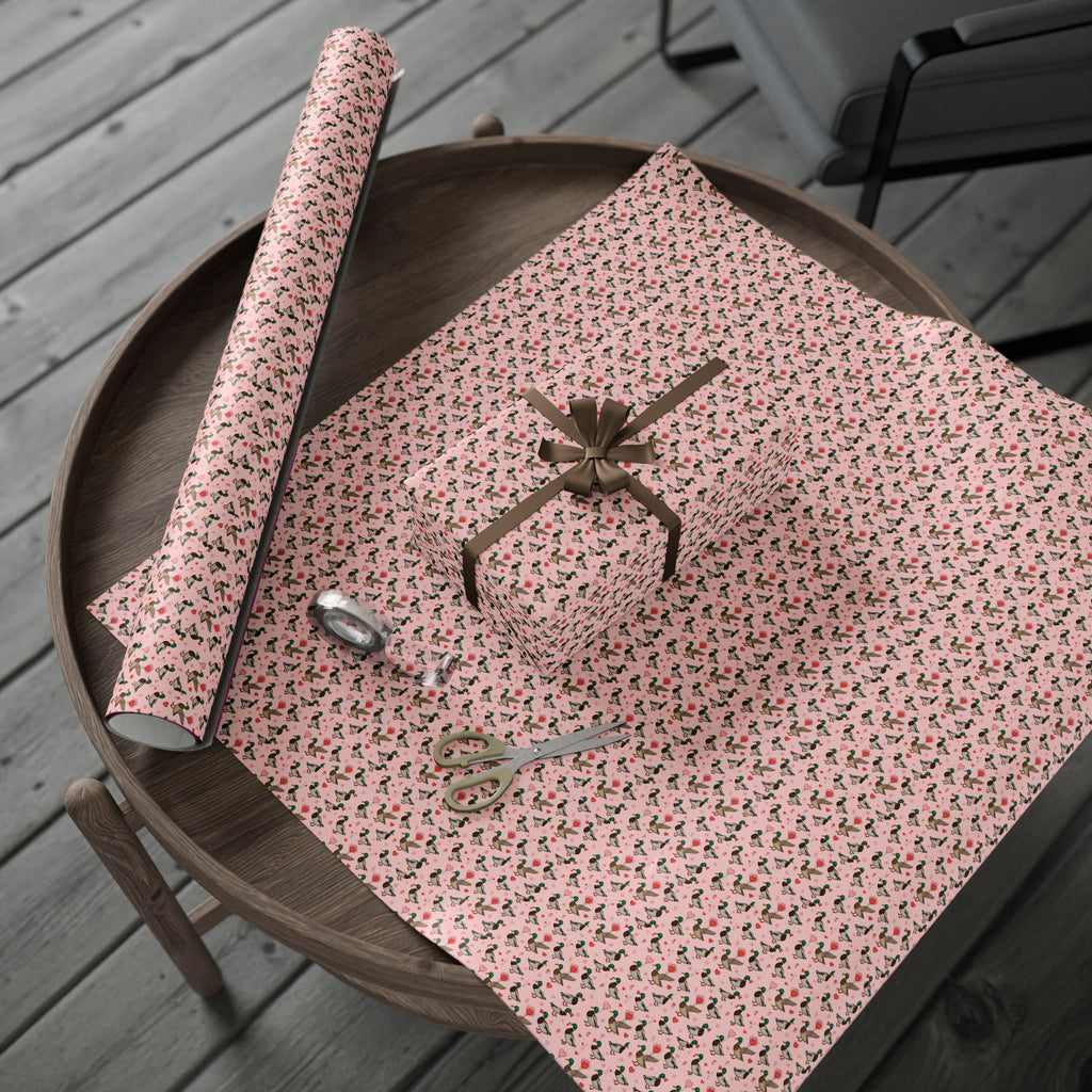 Ducks and Hearts Wrapping Paper | Pink Patterned Gift Wrap Roll