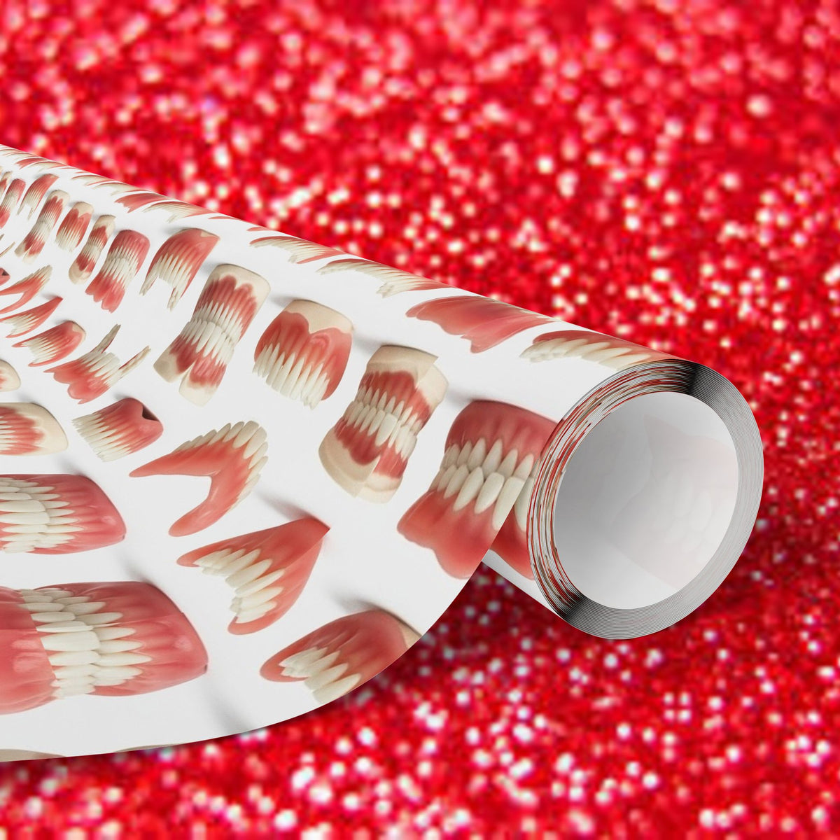 Toothy Smile Pattern Wrapping Papers | Funny Dental Teeth Holiday Wrap